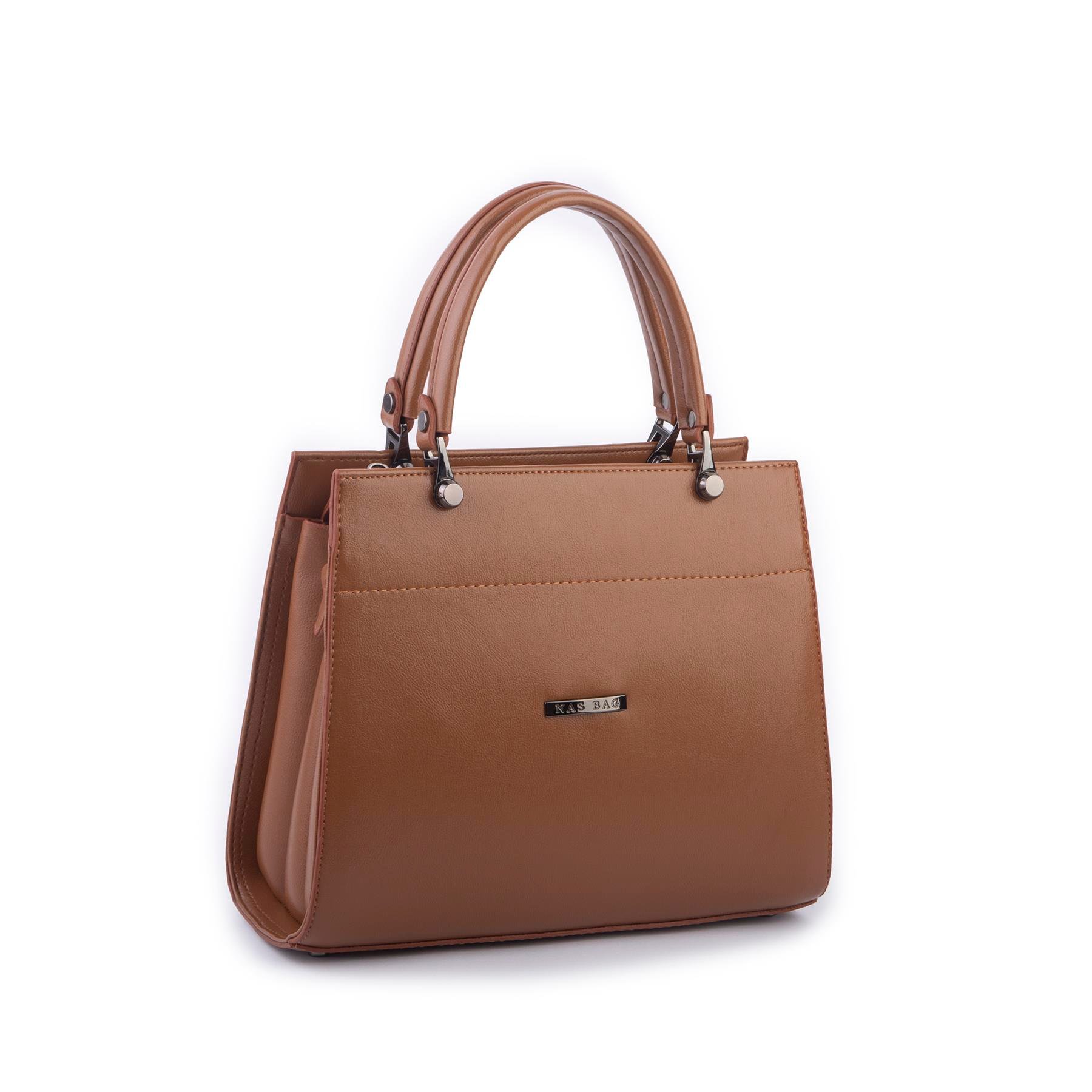 Nas Bag Orjinal Kadın El ve Omuz Çantası Klasik Şık Taba Nero (En :30 cm Boy:26cm)