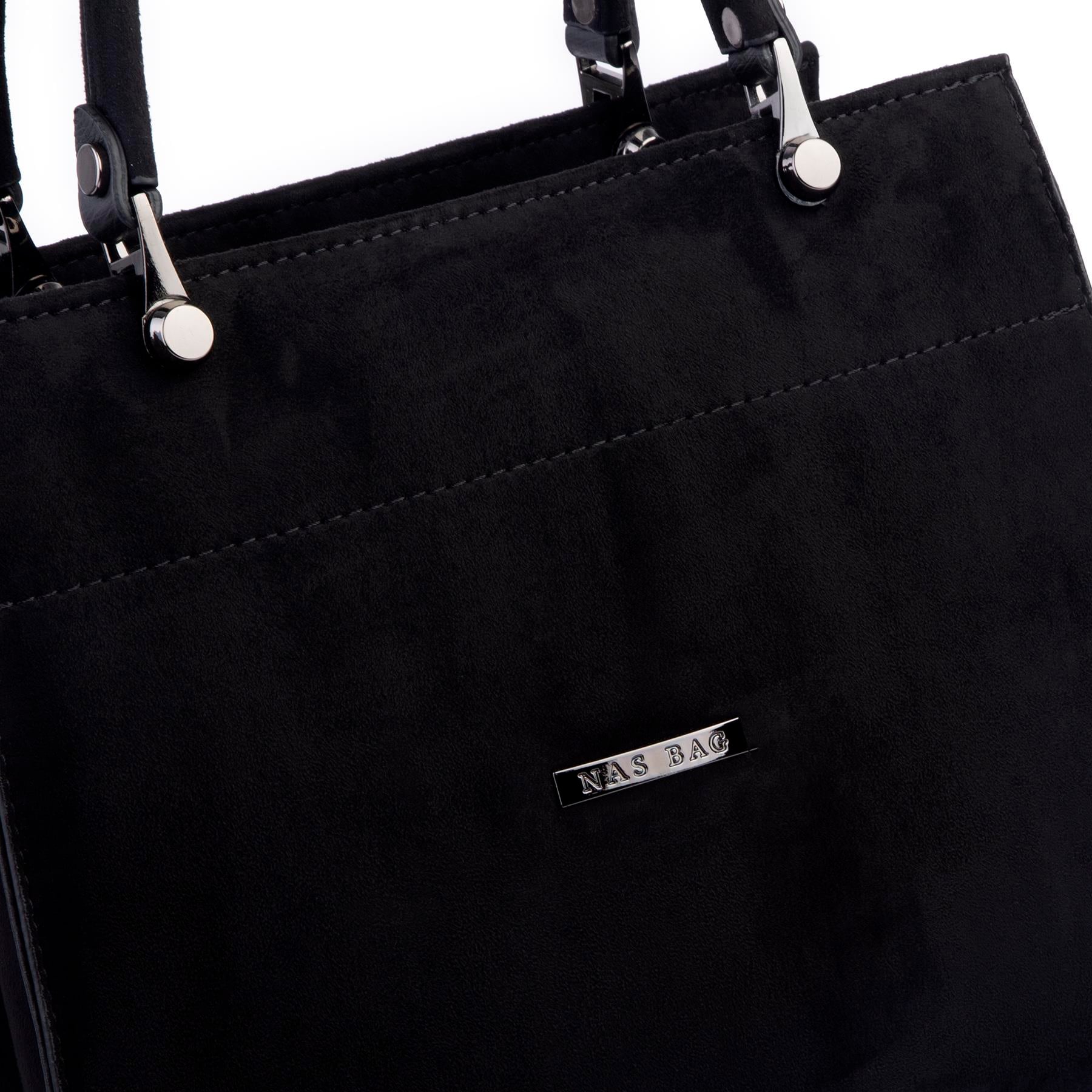 Nas Bag Orjinal Kadın El ve Omuz Çantası Klasik Şık Siyah Süet (En :30 cm Boy:26cm)