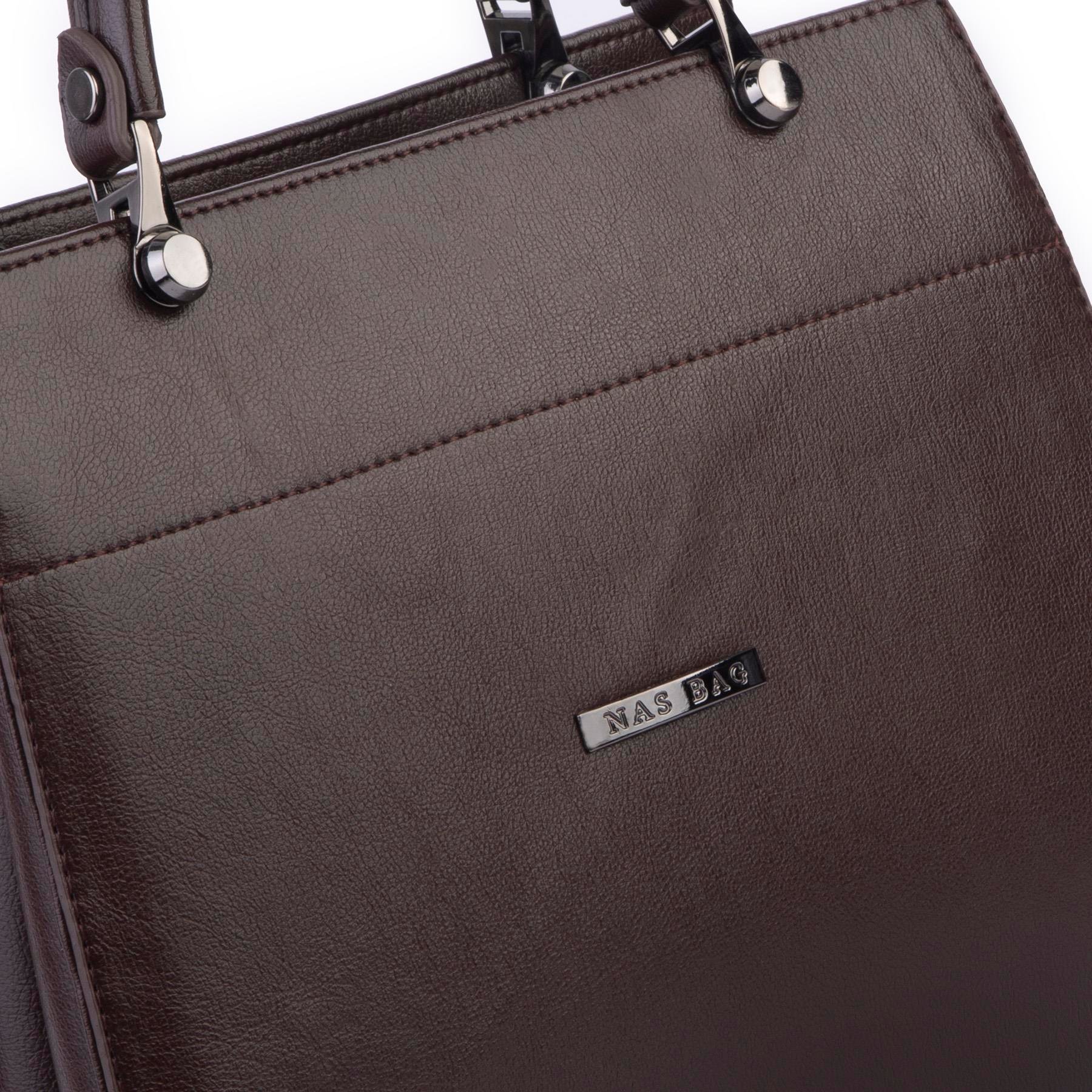 Nas Bag Orjinal Kadın El ve Omuz Çantası Klasik Şık Kahve Nero (En :30 cm Boy:26cm)