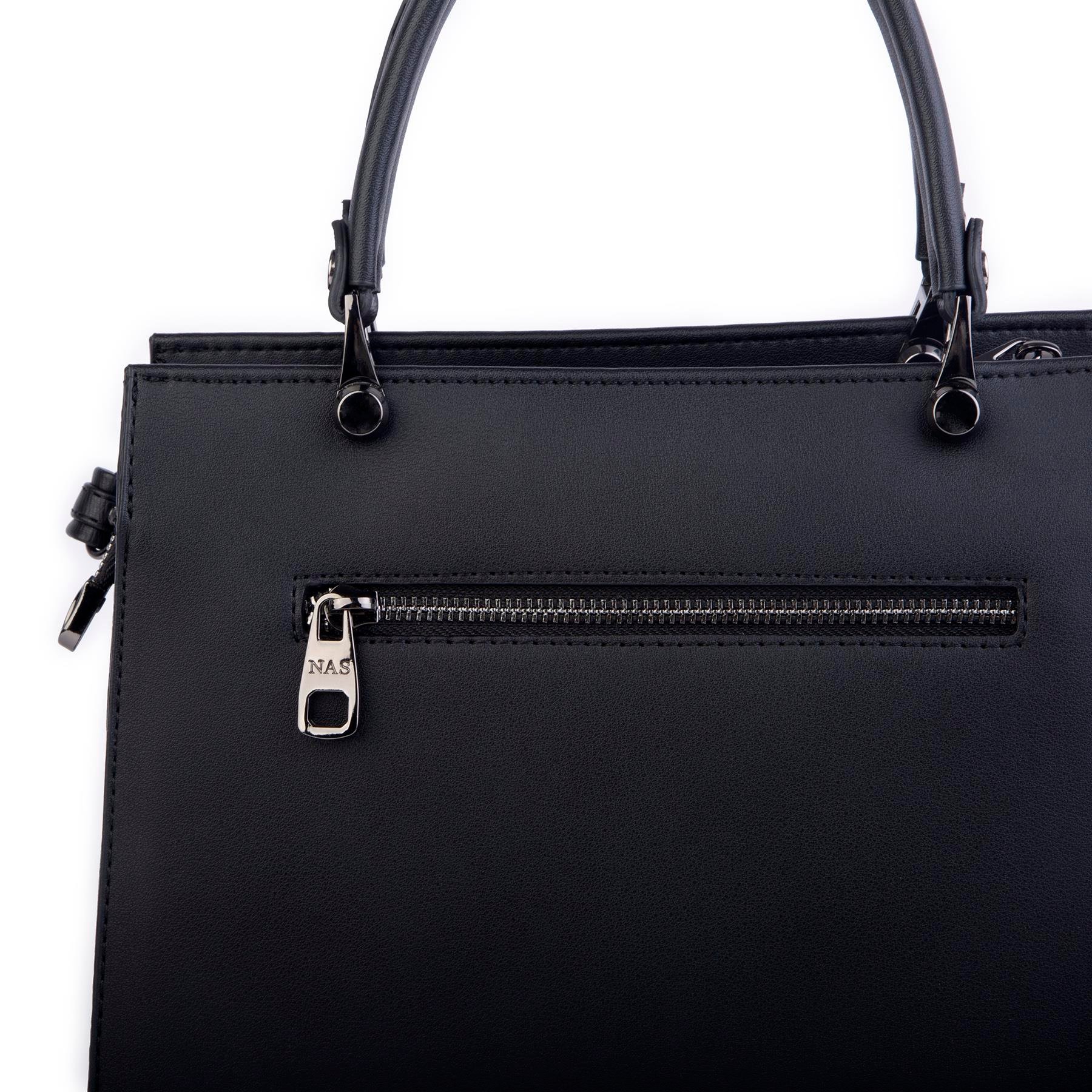 Nas Bag Orjinal Kadın El ve Omuz Çantası Klasik Şık Siyah Dona  (En :30 cm Boy:26cm)