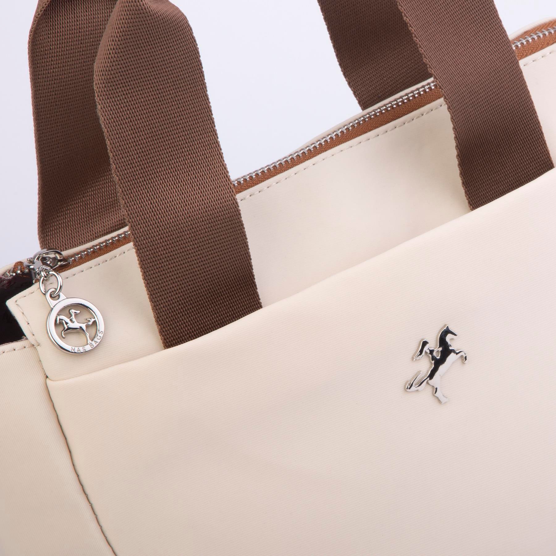 Nas Bag Orjinal Kadın Hafif Omuz El ve Çapraz Çanta Krem Taba Buzzy