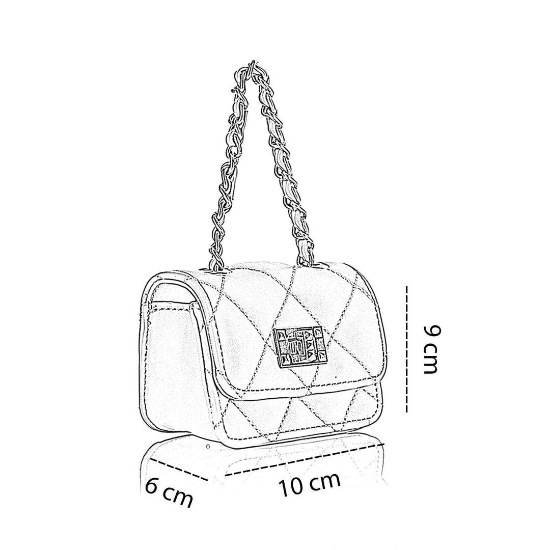 Nas Bag Orjinal Mini Çapraz Cüzdan Çanta Kapitone Zincir Detaylı Siyah Dona