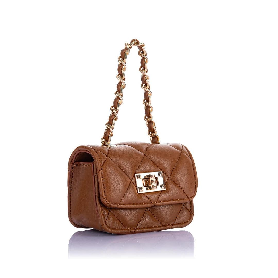 Nas Bag Orjinal Mini Çapraz Cüzdan Çanta Kapitone Zincir Detaylı Taba Dona
