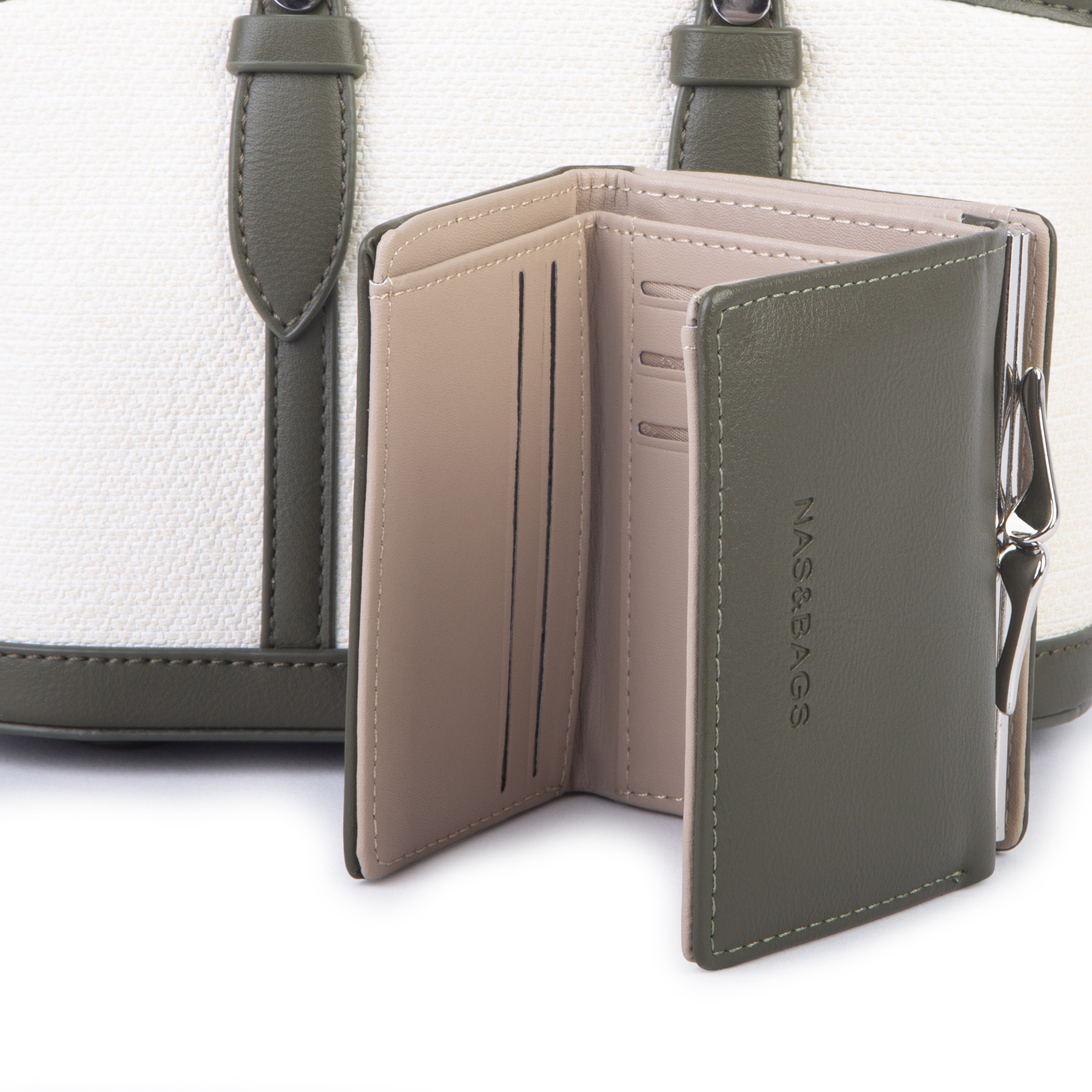 Nas Bag Premium 2 li Set El ve Çapraz Çanta ile Cüzdan Takım Yeşil