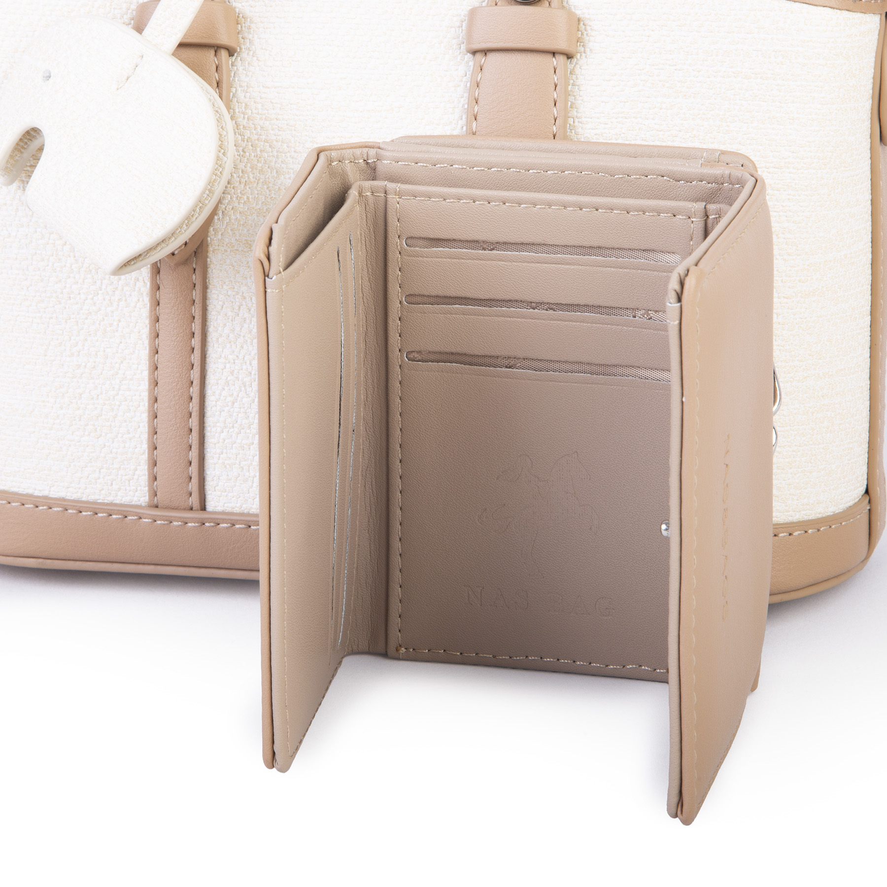 Nas Bag Premium 2 li Set El ve Çapraz Çanta ile Cüzdan Takım Kum