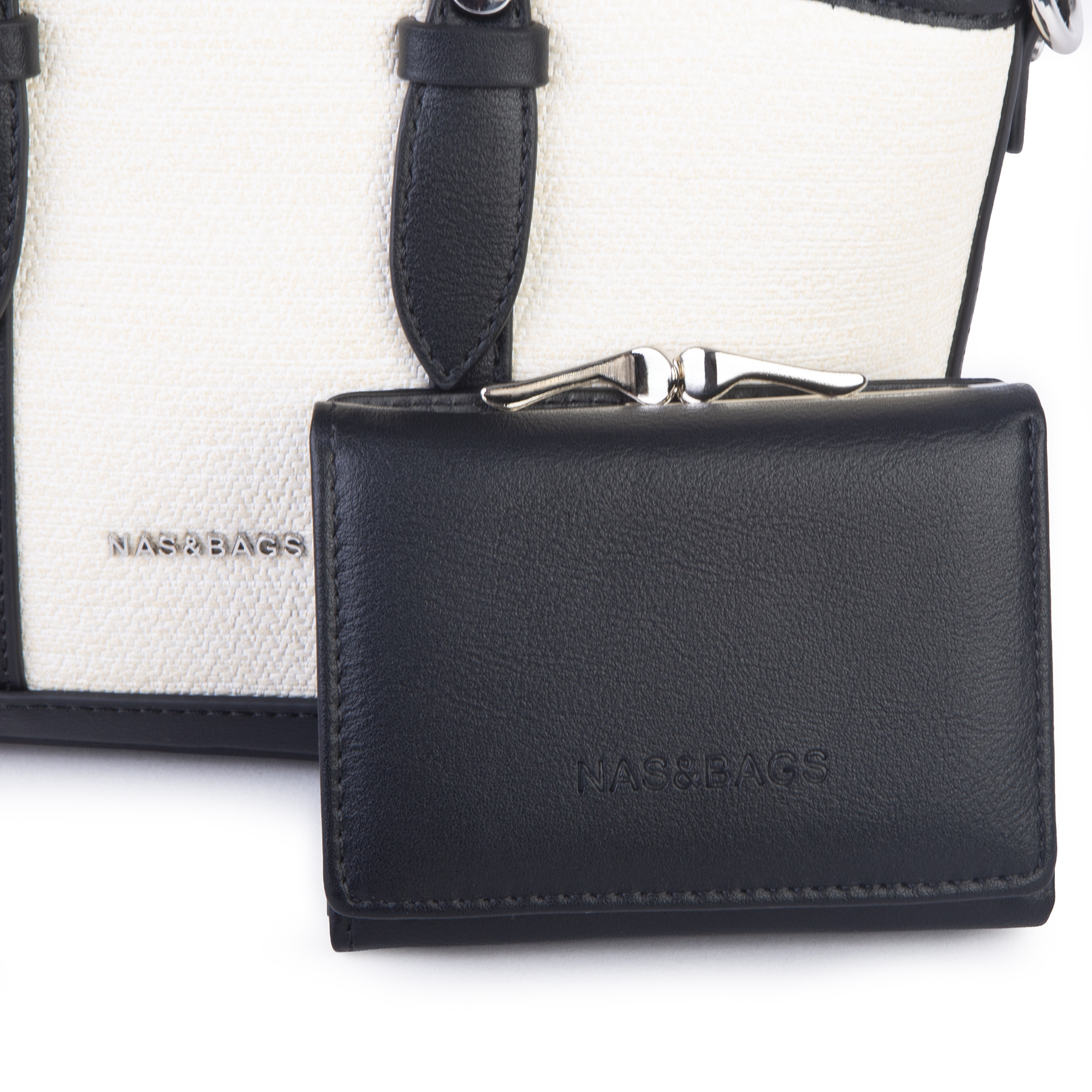 Nas Bag Premium 2 li Set El ve Çapraz Çanta ile Cüzdan Takım Siyah