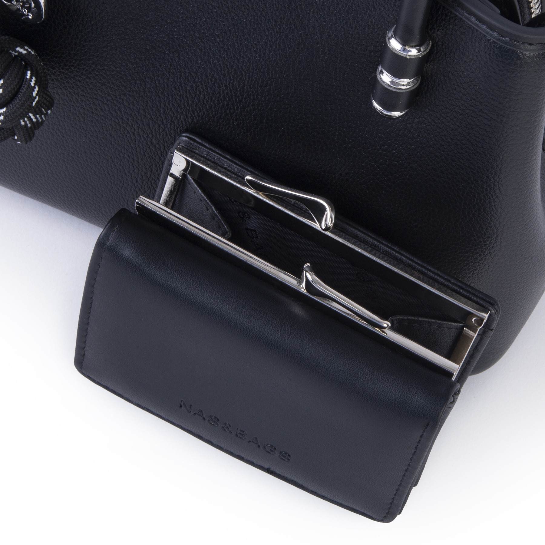 Nas Bag Premium 2li set Çanta El Omuz ve Çapraz Çanta Cüzdan Siyah