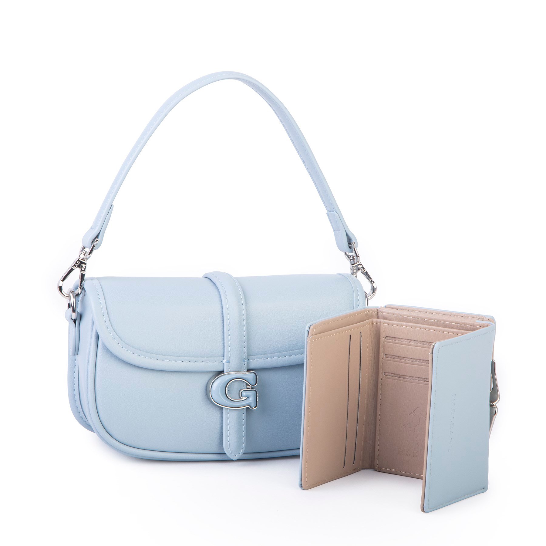 Nas Bag Premium Seri Mini 2li Set Çapraz El ve Cüzdan Seti Mavi
