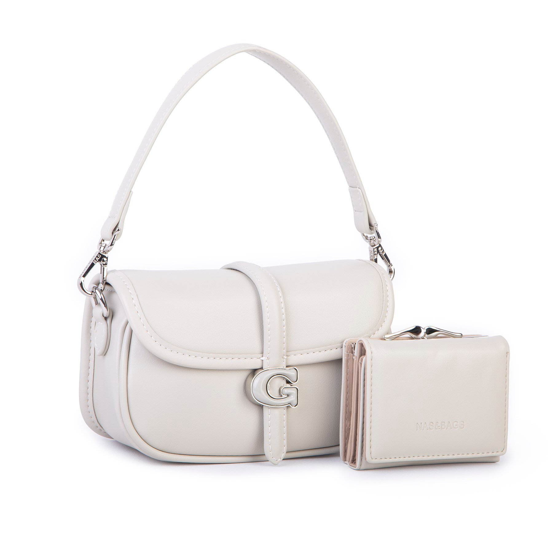Nas Bag Premium Seri Mini 2li Set Çapraz El ve Cüzdan Seti Kum