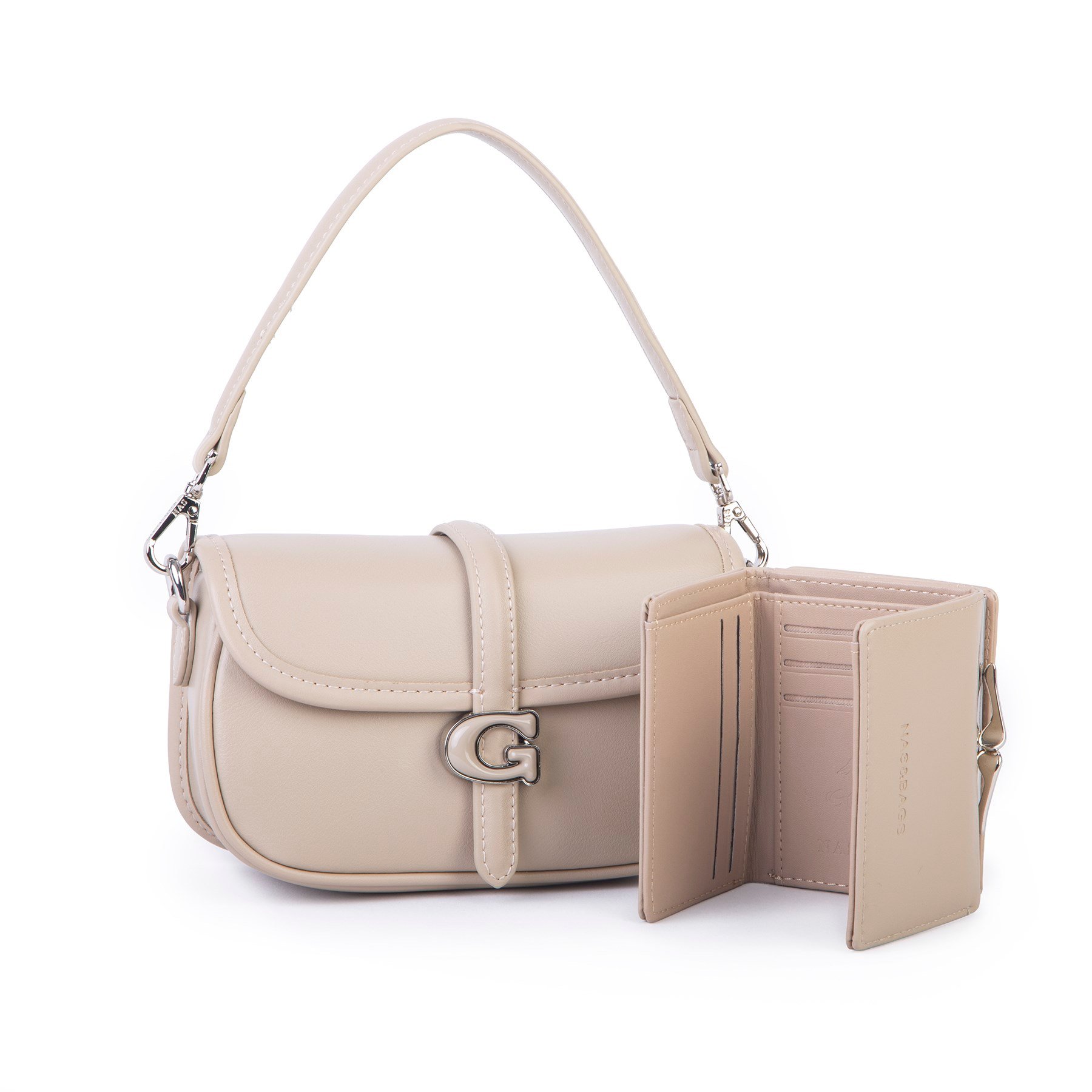 Nas Bag Premium Seri Mini 2li Set Çapraz El ve Cüzdan Seti Vizon
