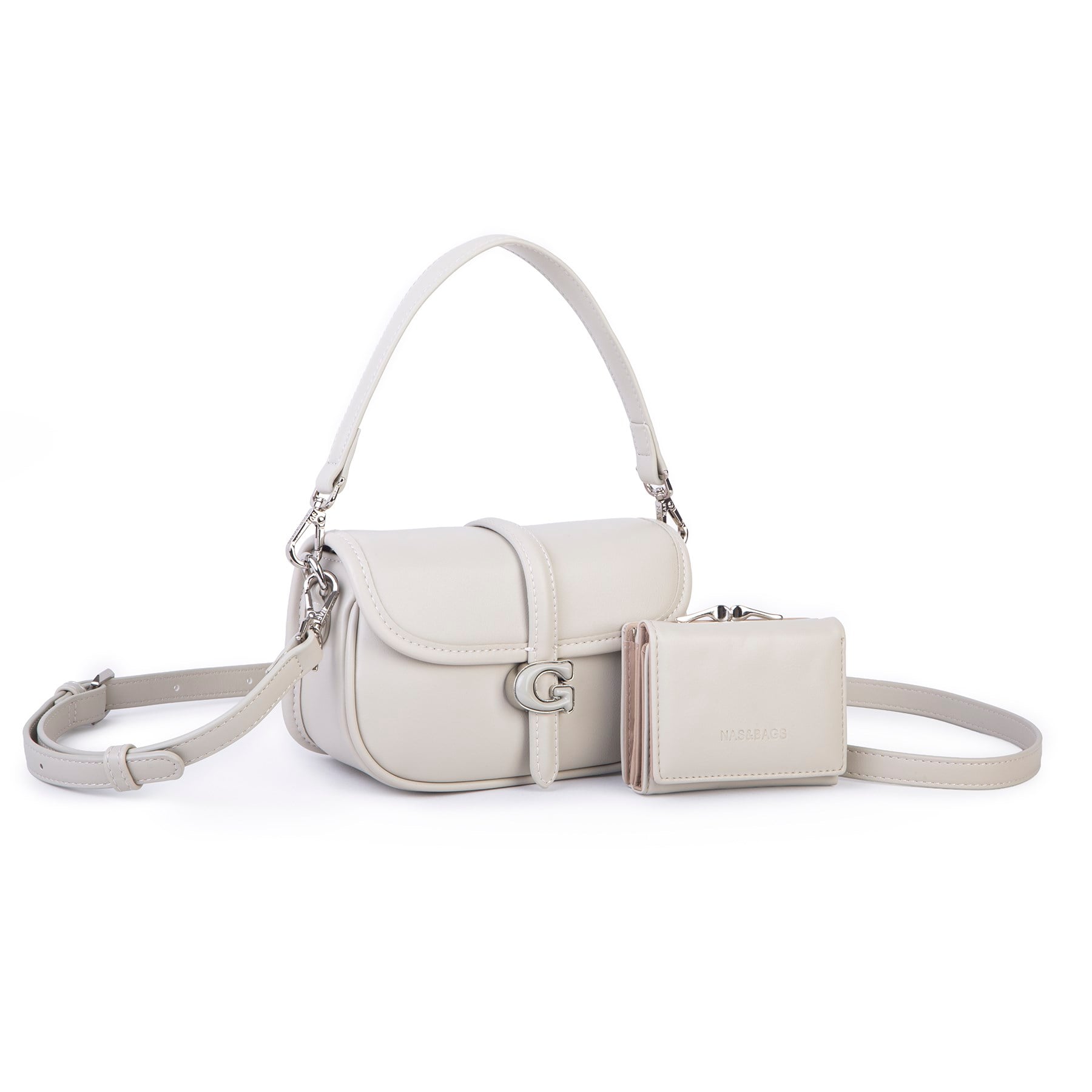 Nas Bag Premium Seri Mini 2li Set Çapraz El ve Cüzdan Seti Kum