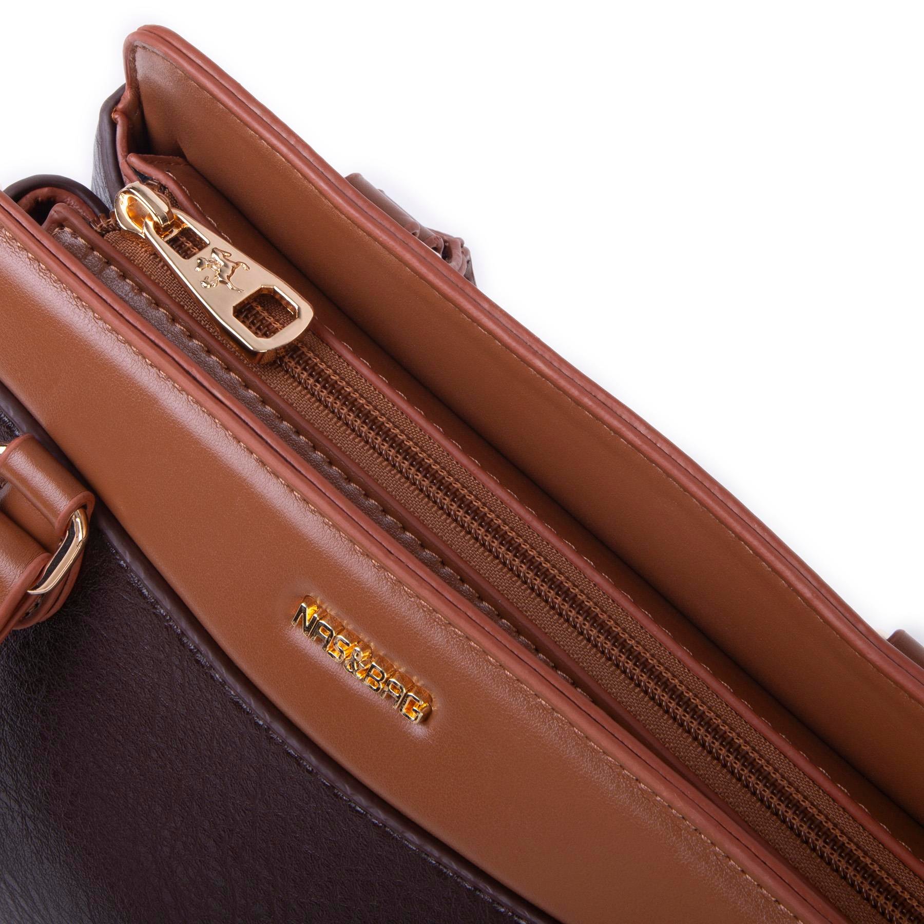 Nas Bag Şık  Kadın Midi El ve Omuz Çanrası Kahve Taba Victoria