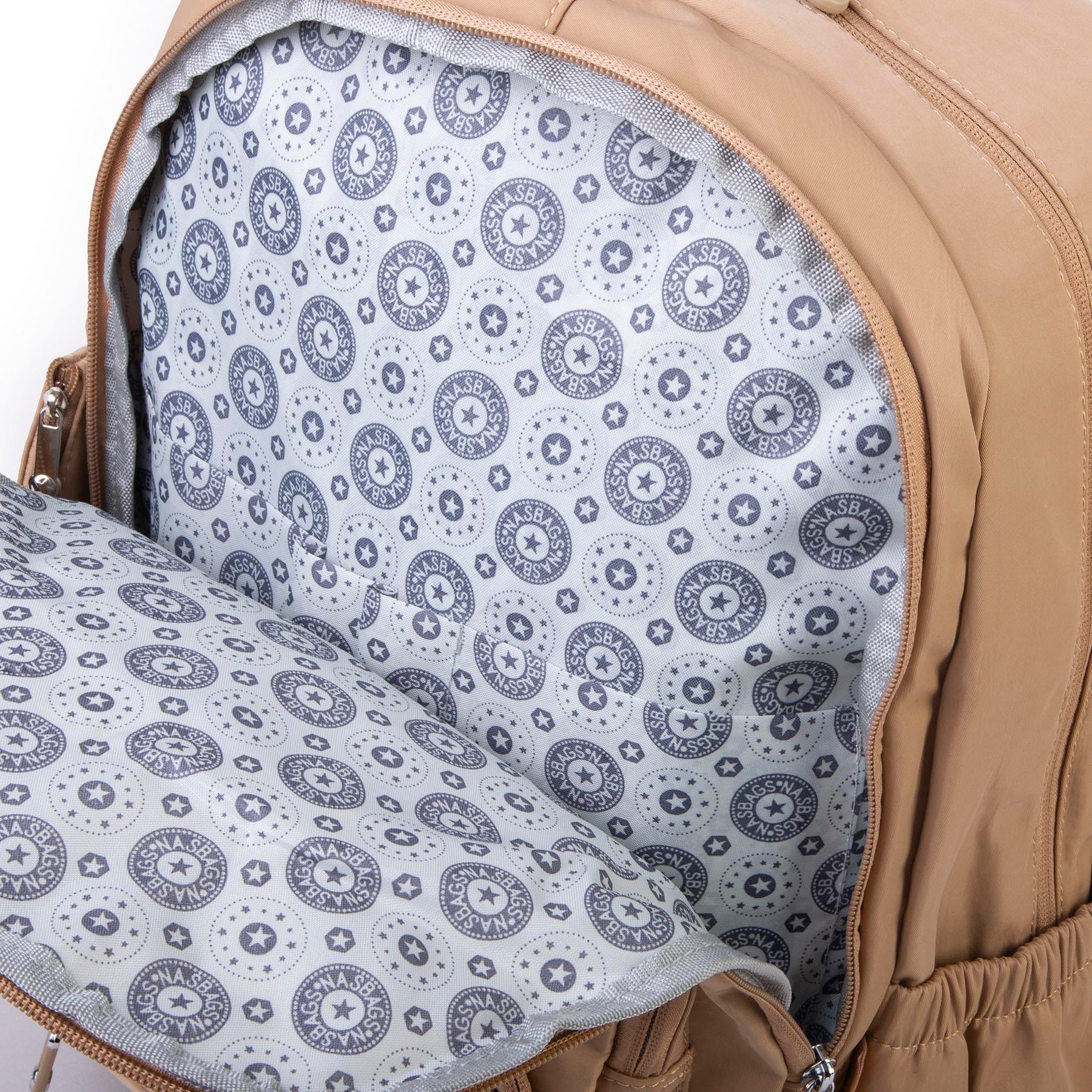 Nas Bag Unisex Büyük Boy Çok Gözlü Hafif Sırt Çantası Kum