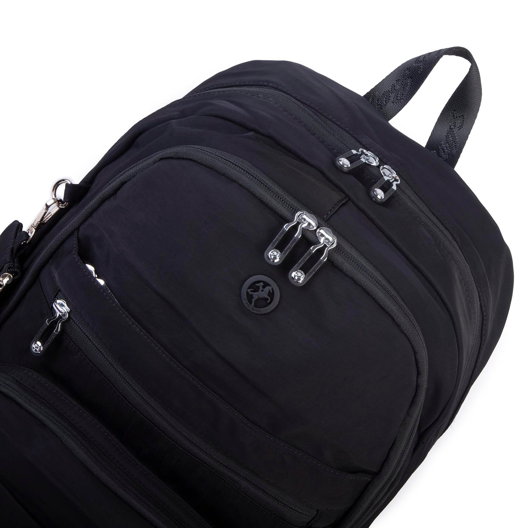 Nas Bag Unisex Büyük Boy Çok Gözlü Hafif Sırt Çantası Siyah