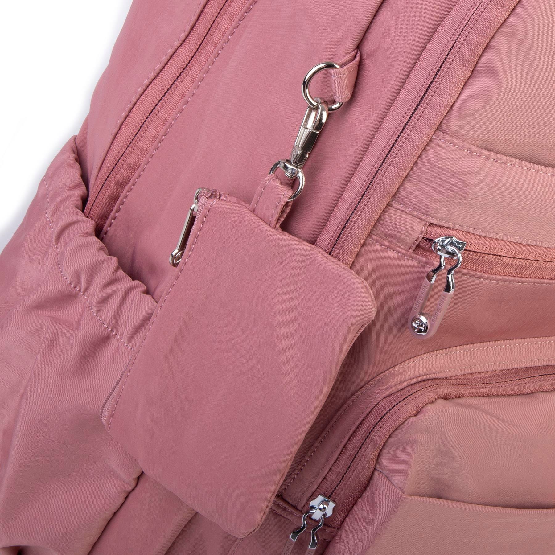 Nas Bag Unisex Büyük Boy Çok Gözlü Hafif Sırt Çantası Gül Kurusu