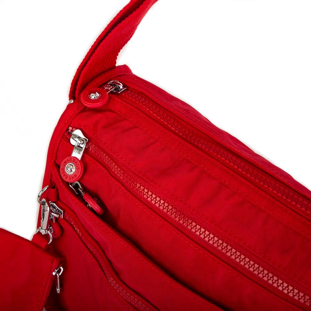 Nas Bag Unisex Zararlı Kimyasal İçermeyen Su İtici Özellikte Çapraz Çanta Kırmızı