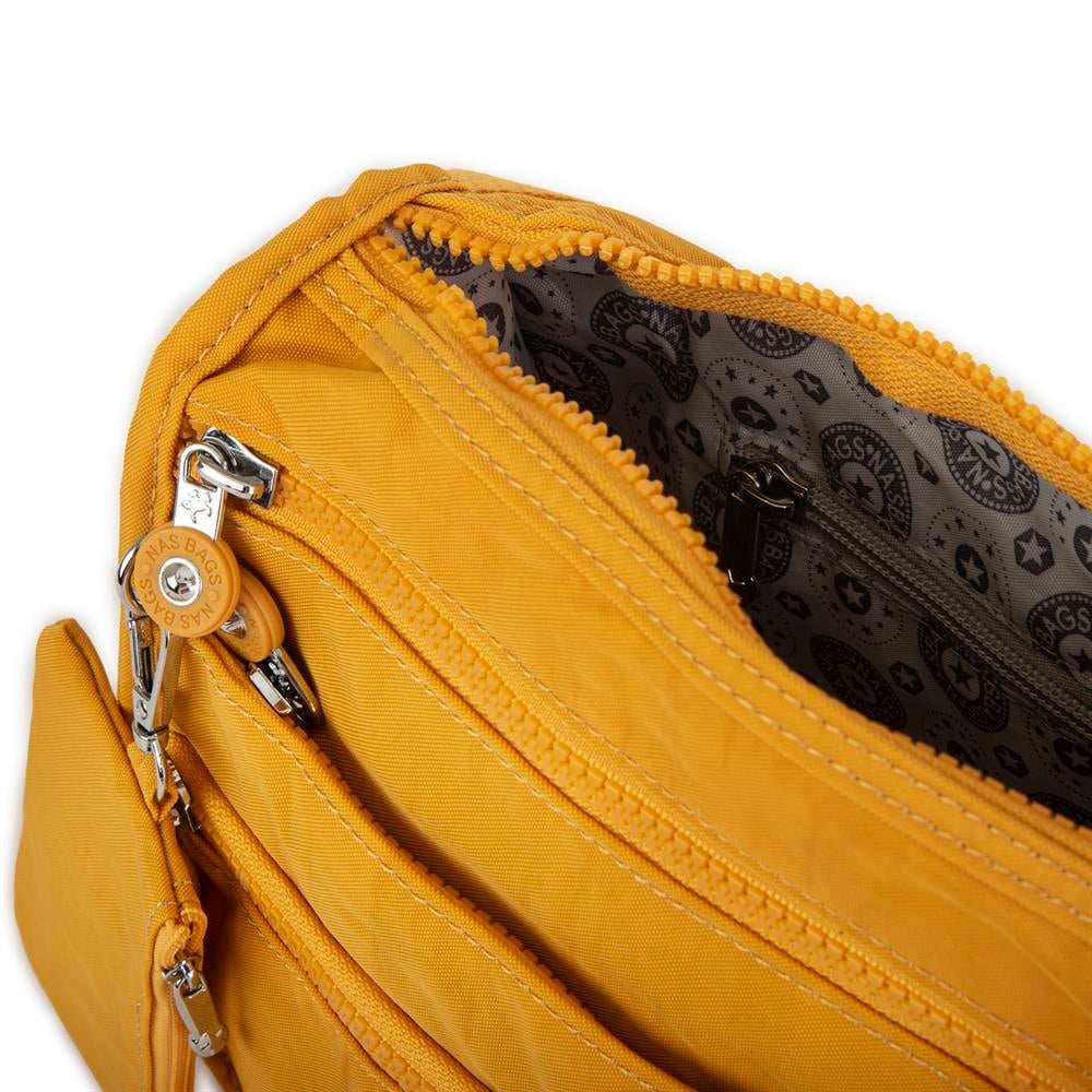 Nas Bag Unisex Zararlı Kimyasal İçermeyen Su İtici Özellikte Çapraz Çanta Hardal 