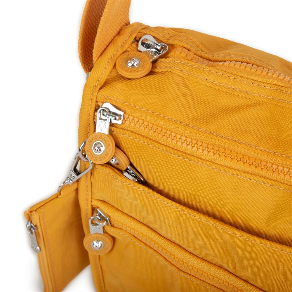 Nas Bag Unisex Zararlı Kimyasal İçermeyen Su İtici Özellikte Çapraz Çanta Hardal 