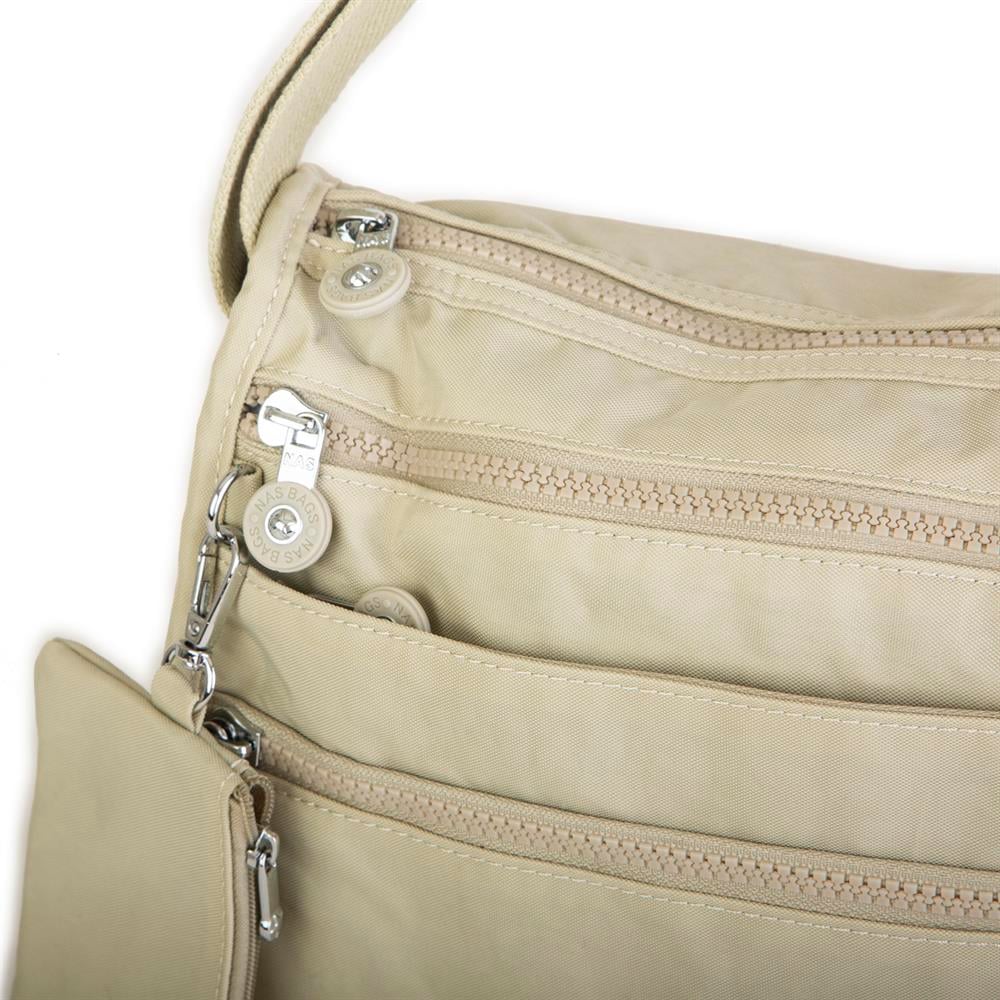 Nas Bag Unisex Zararlı Kimyasal İçermeyen Su İtici Özellikte Çapraz Çanta Bej