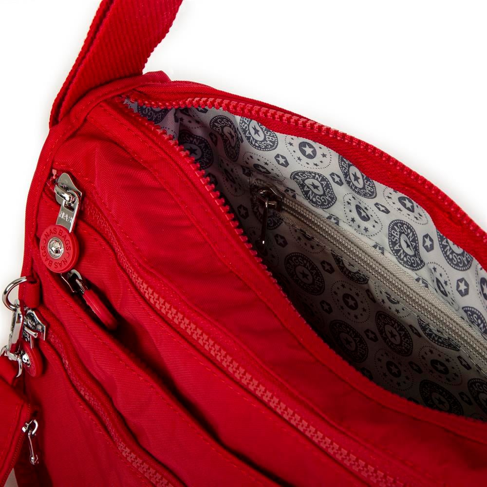 Nas Bag Unisex Zararlı Kimyasal İçermeyen Su İtici Özellikte Çapraz Çanta Kırmızı