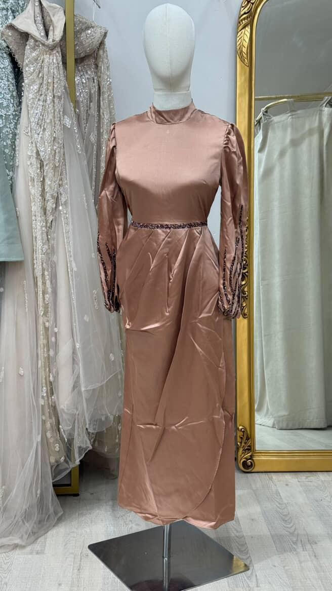 Beliz –  Gold Abiye Elbise