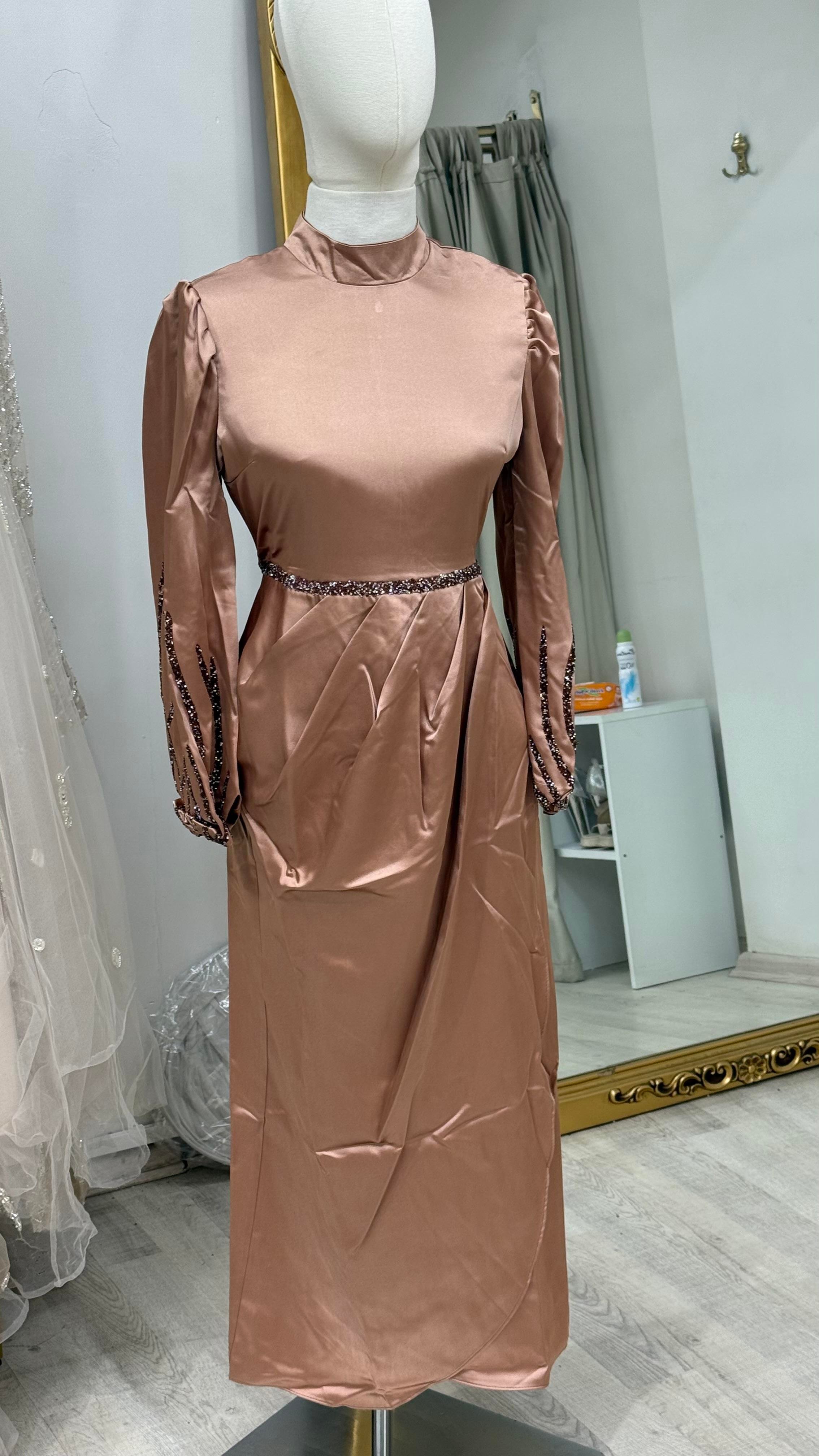 Beliz –  Gold Abiye Elbise