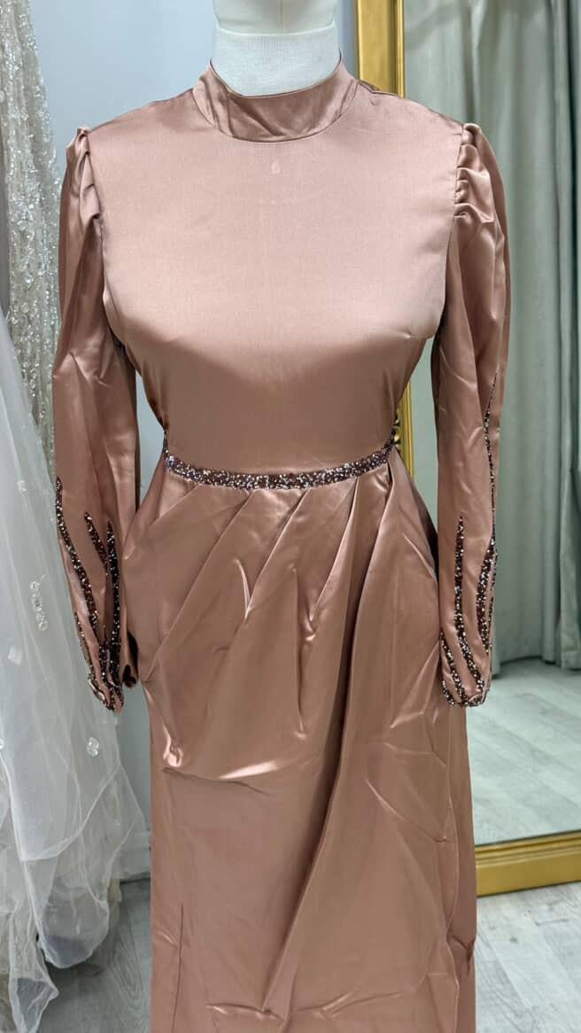 Beliz –  Gold Abiye Elbise