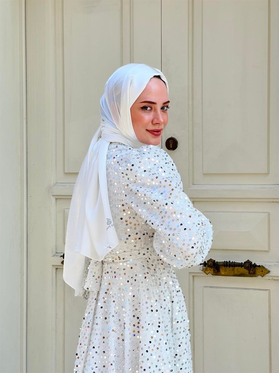 Bella – Beyaz Saten Abiye Elbise