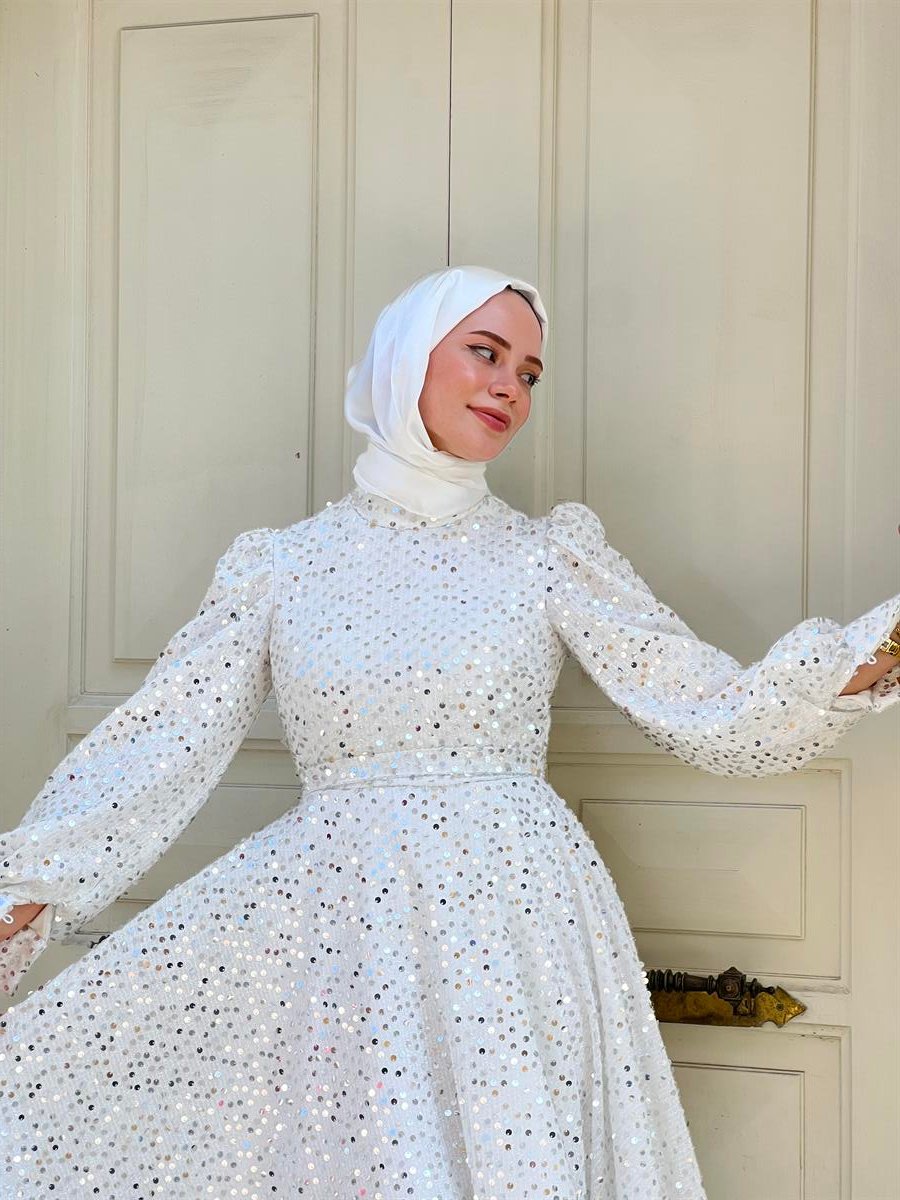 Bella – Beyaz Saten Abiye Elbise