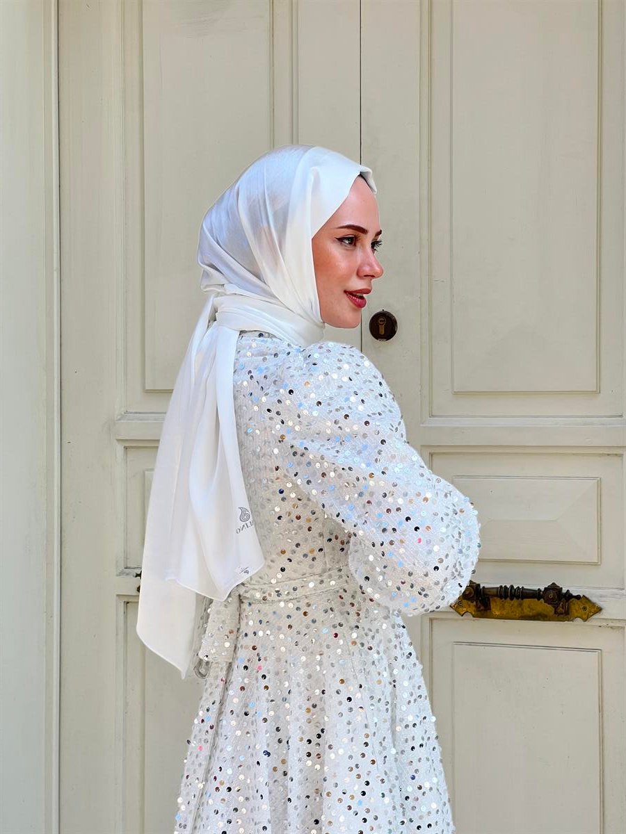 Bella – Beyaz Saten Abiye Elbise