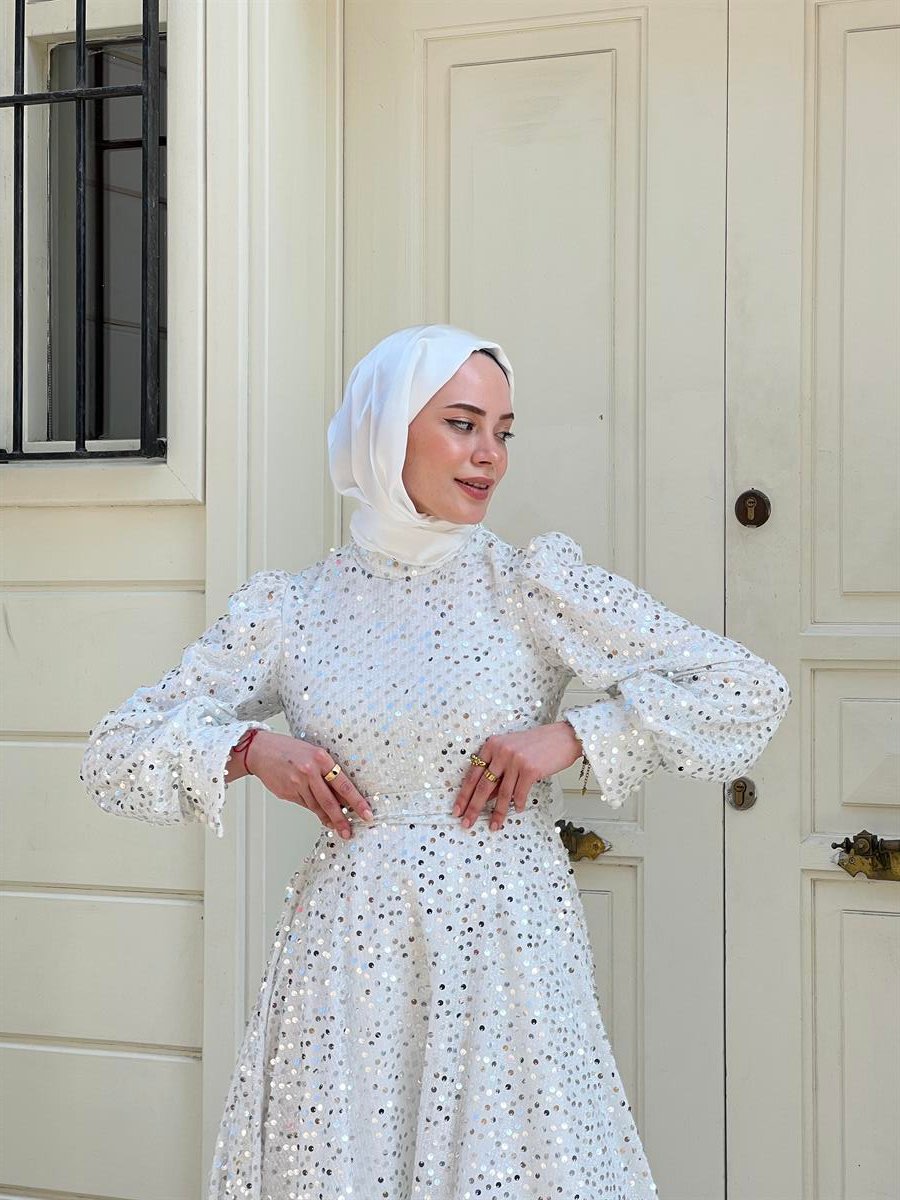 Bella – Beyaz Saten Abiye Elbise