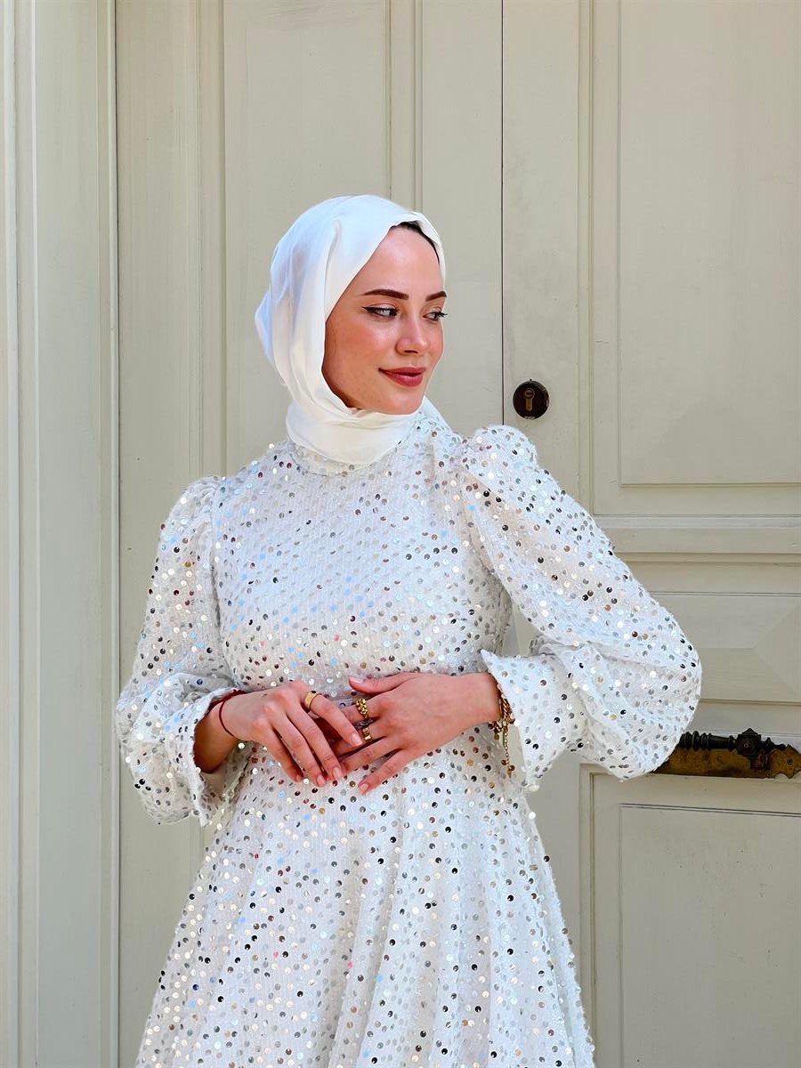 Bella – Beyaz Saten Abiye Elbise