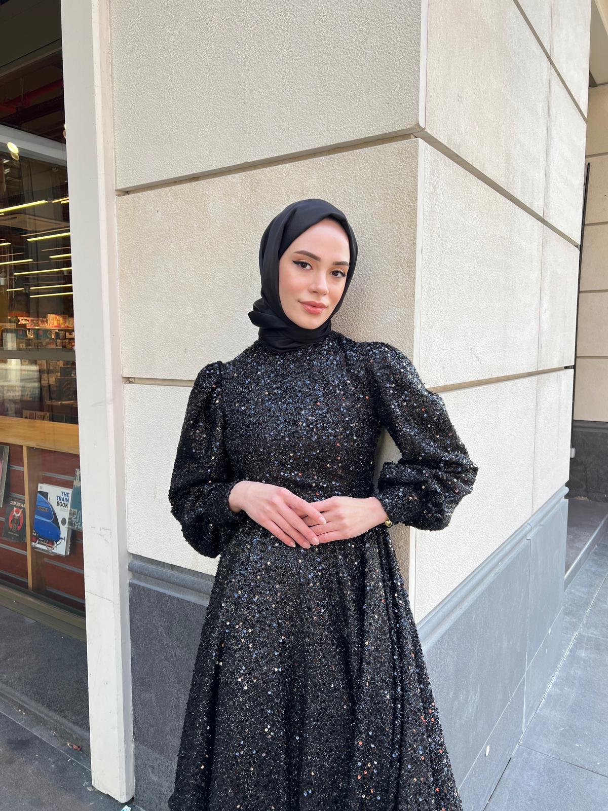 Bella – Siyah Saten Abiye Elbise