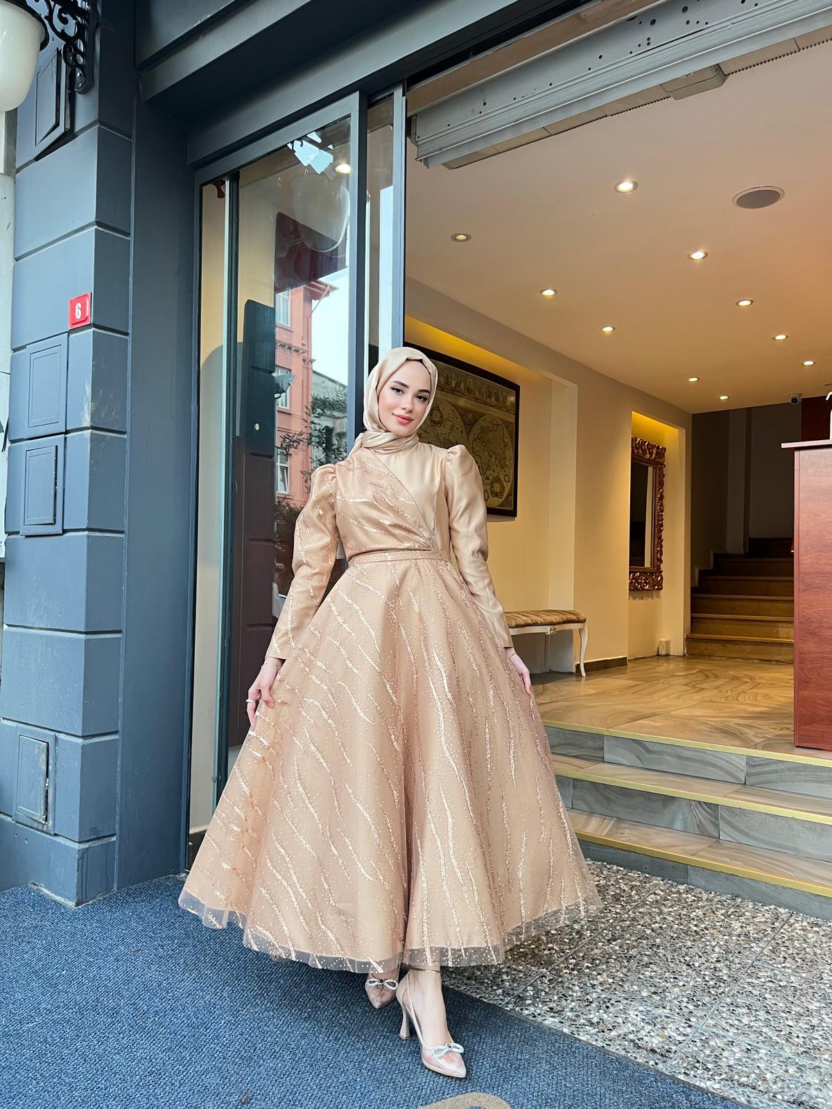 Beril  – Gold Abiye Elbise