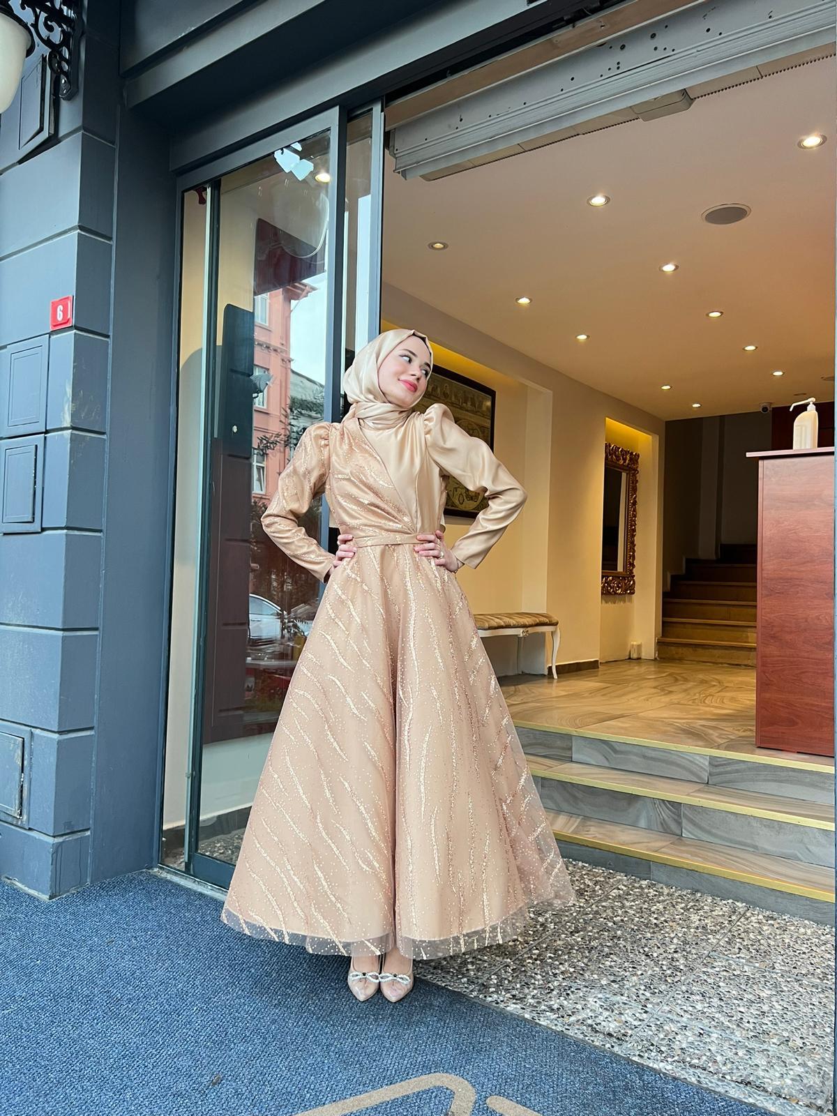 Beril  – Gold Abiye Elbise