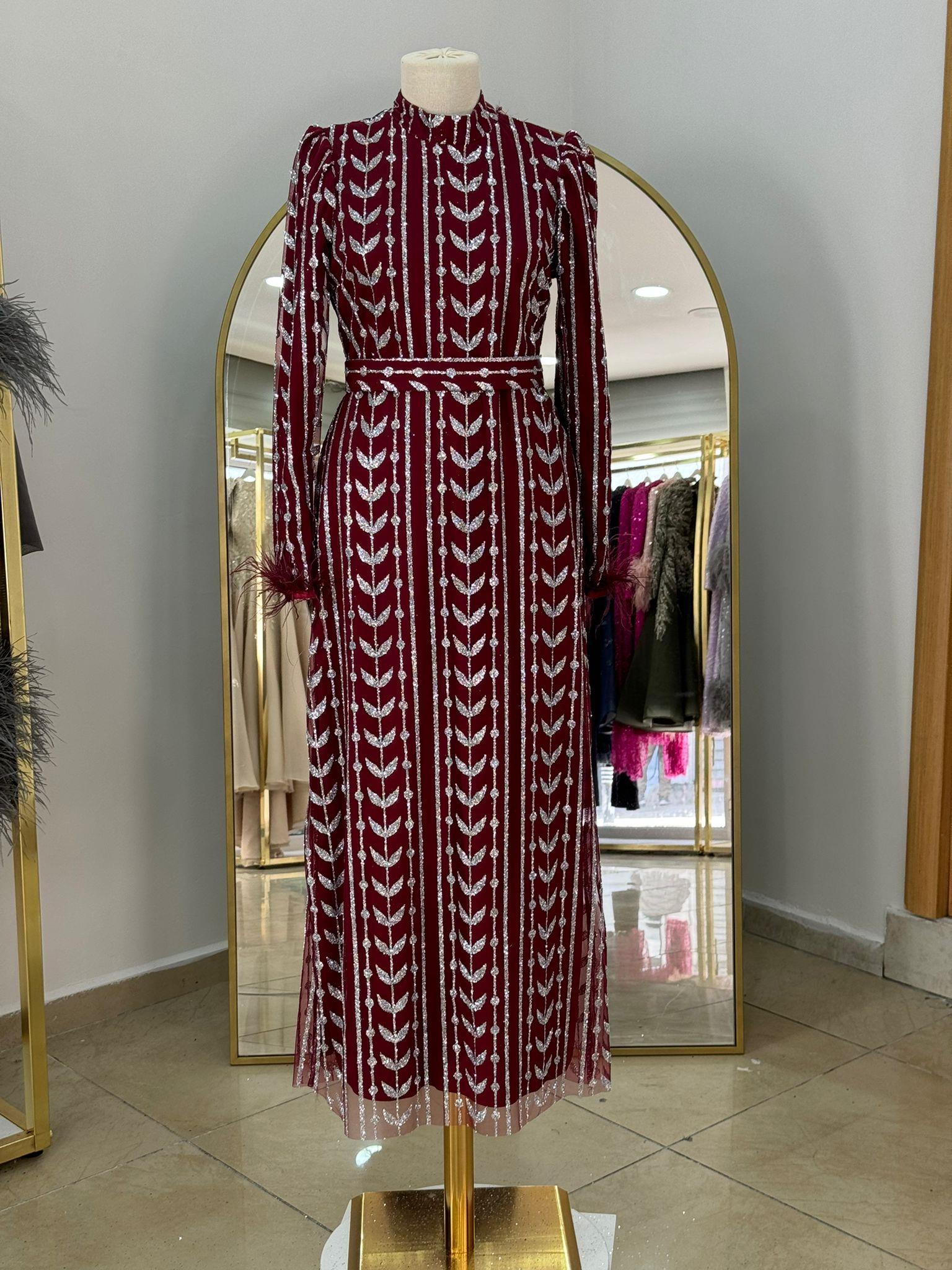 Beyza – Bordo  Abiye Elbise