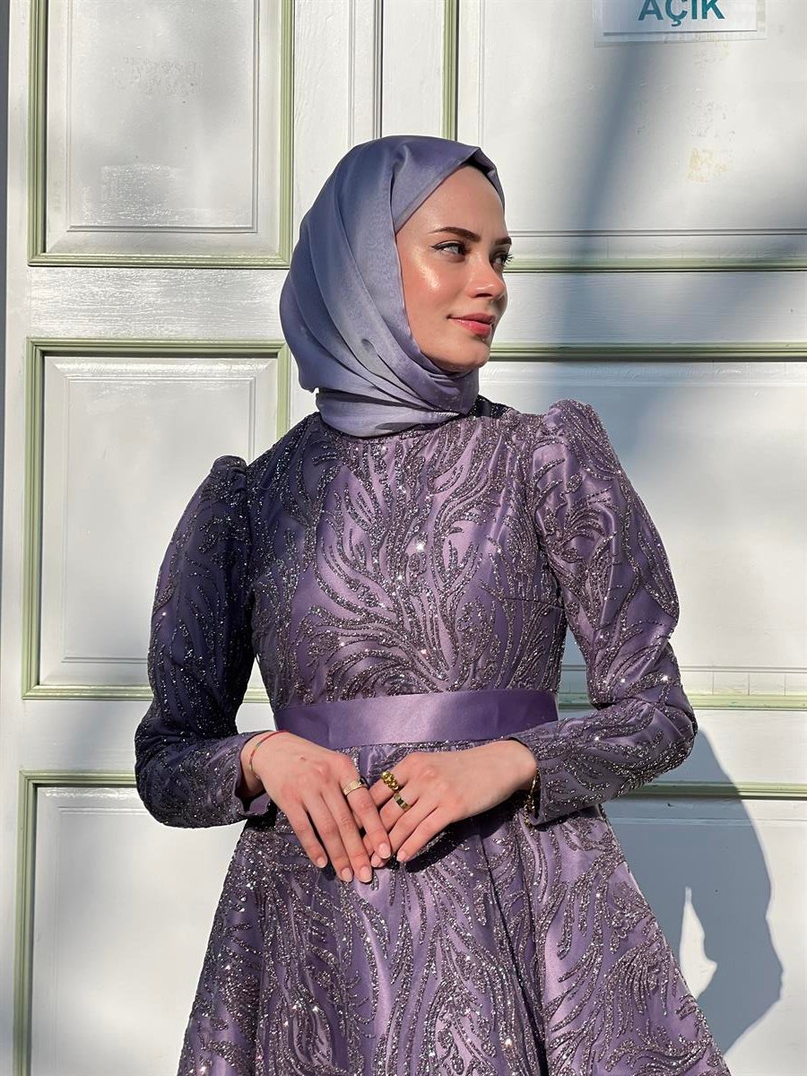 Cennet - Lila Abiye Elbise