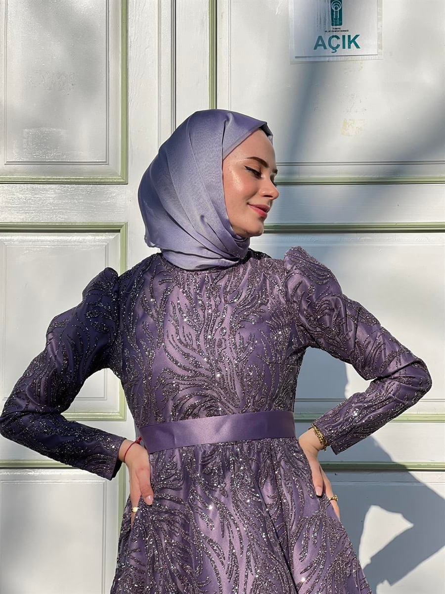 Cennet - Lila Abiye Elbise