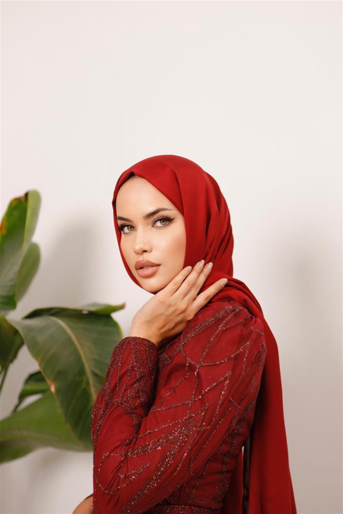 Darla –  Bordo Abiye Elbise