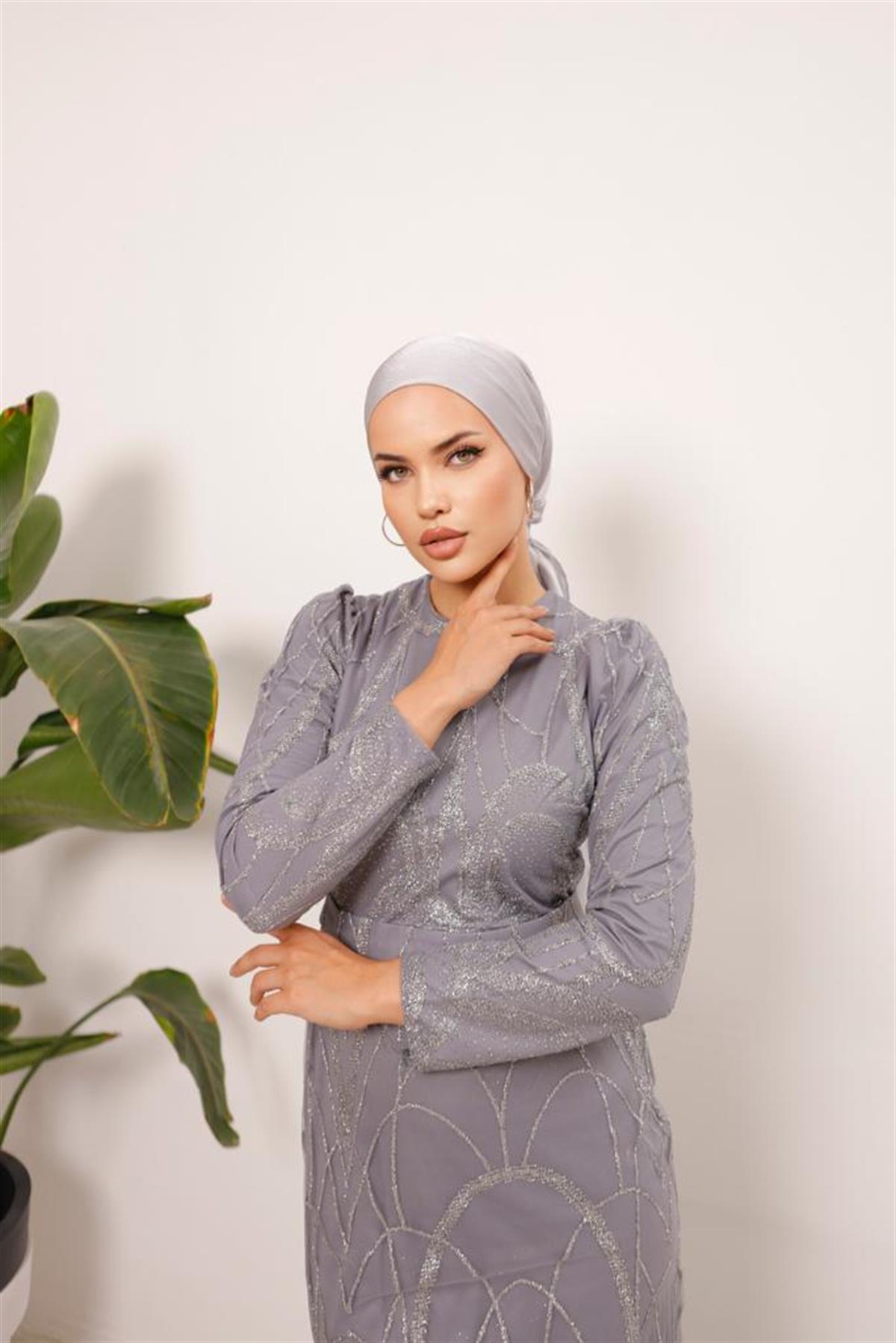Darla –  Gri Abiye Elbise