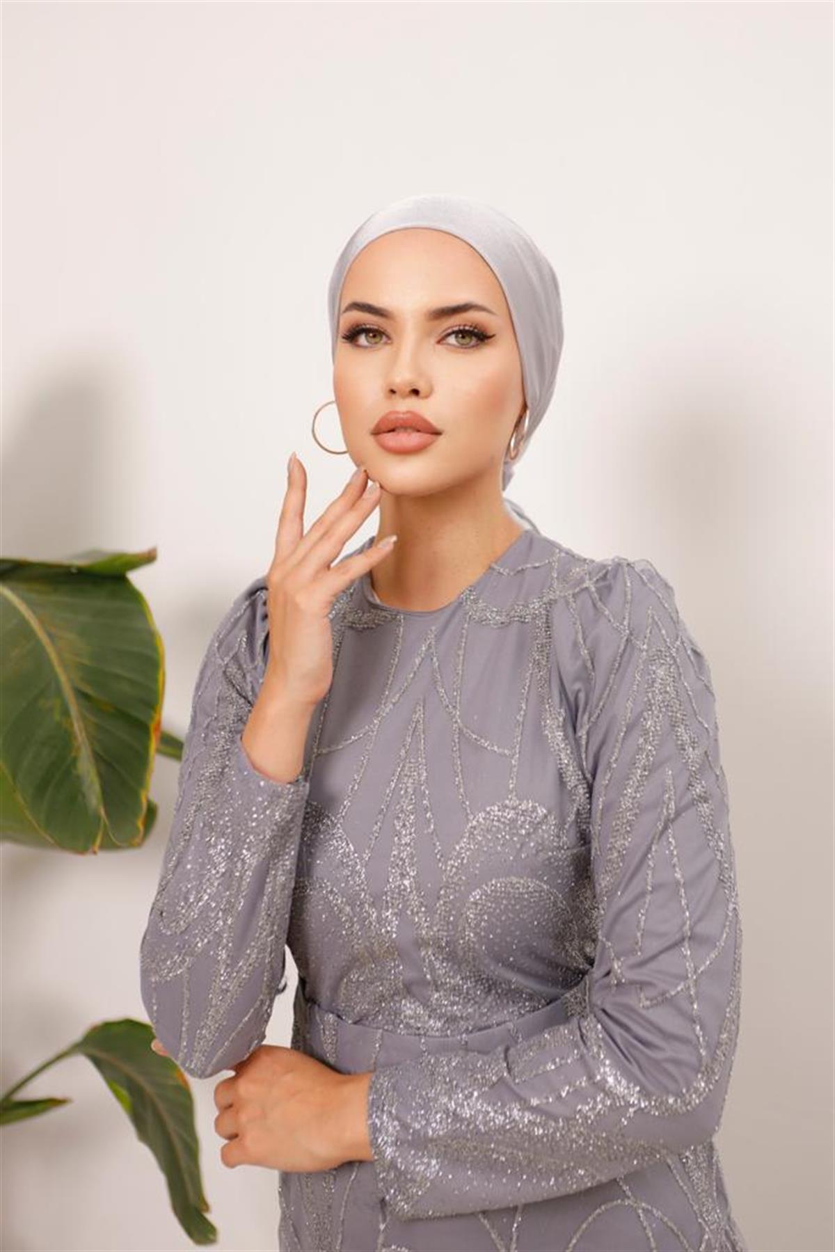 Darla –  Gri Abiye Elbise