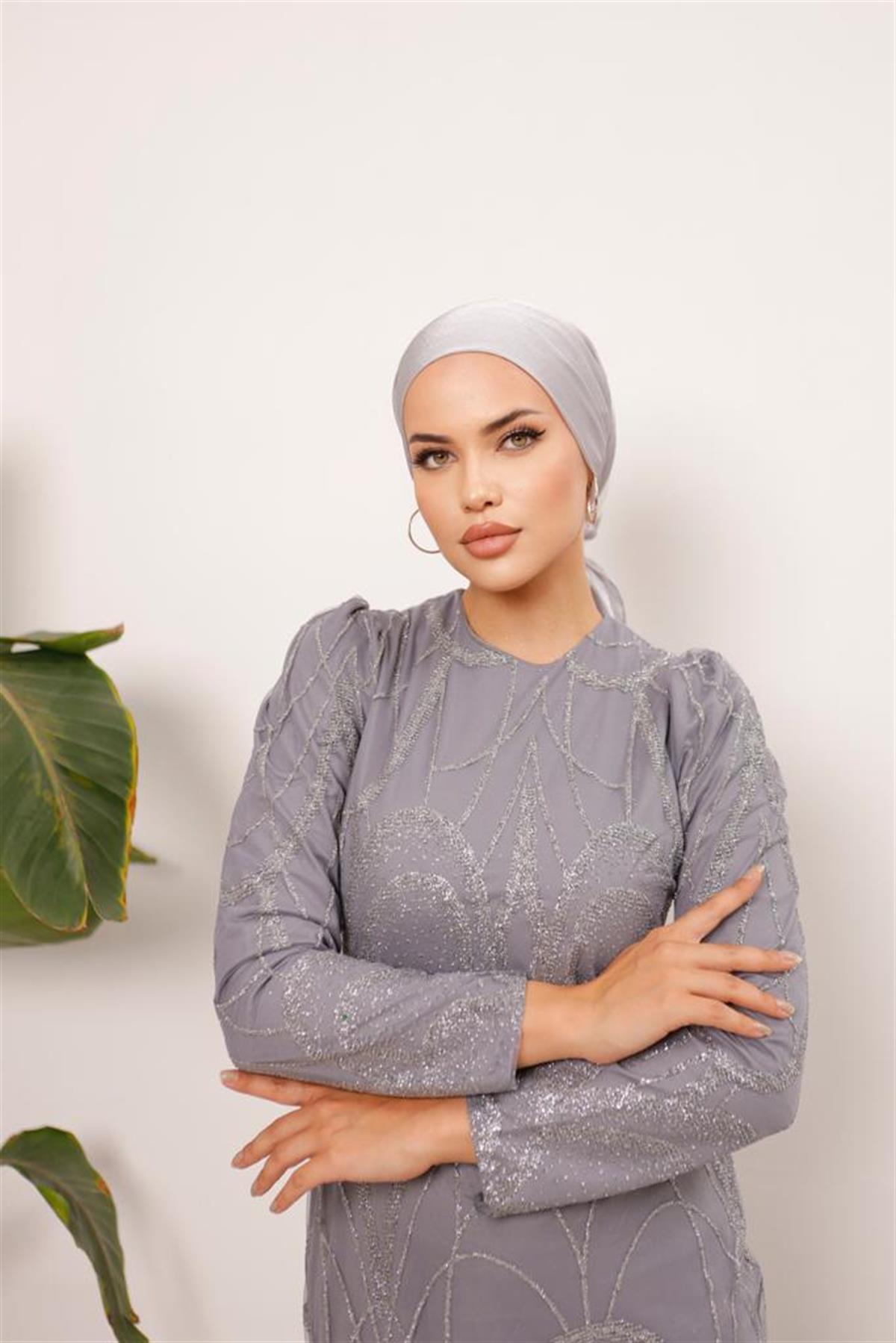Darla –  Gri Abiye Elbise