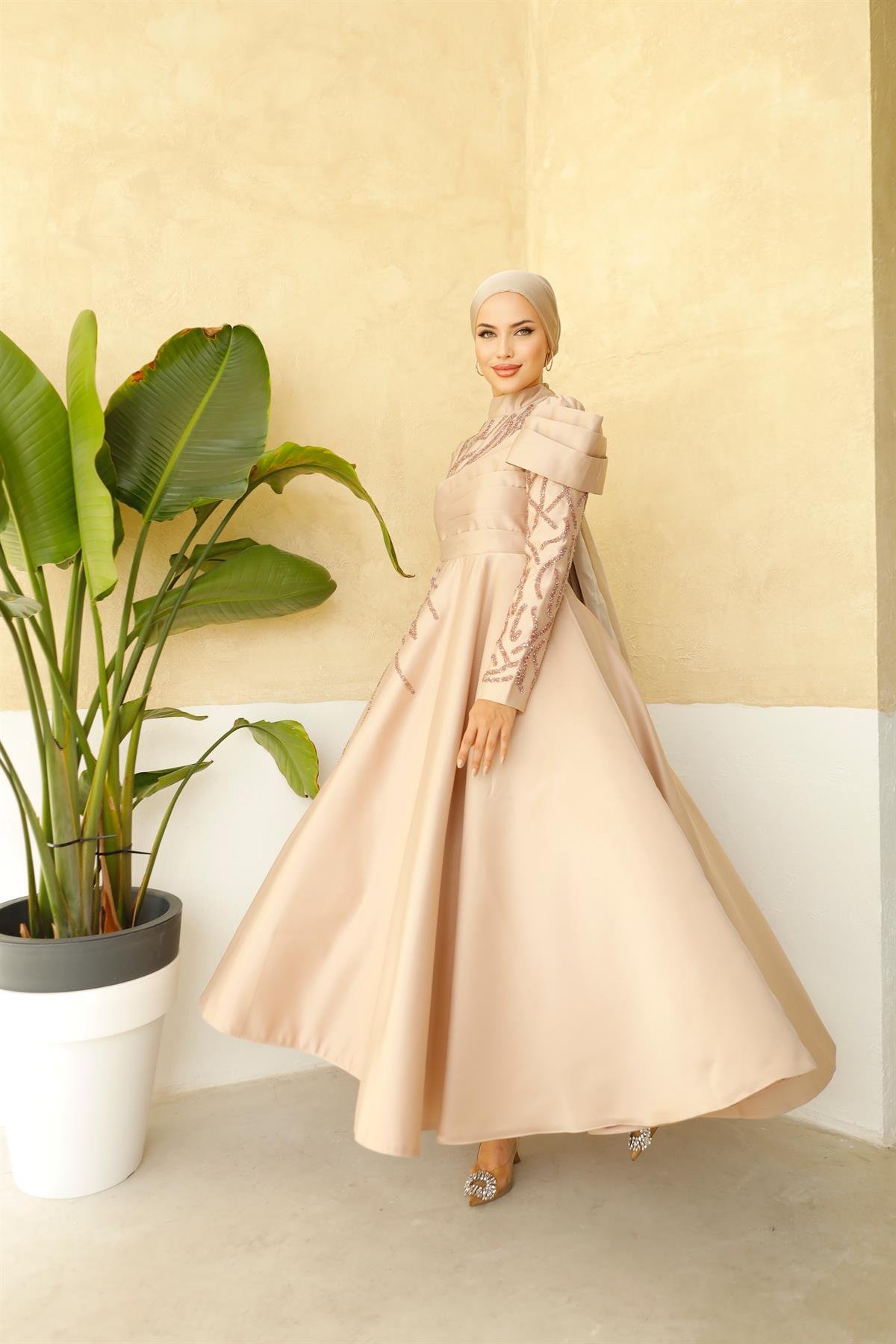 İsabel –  Bej Abiye Elbise