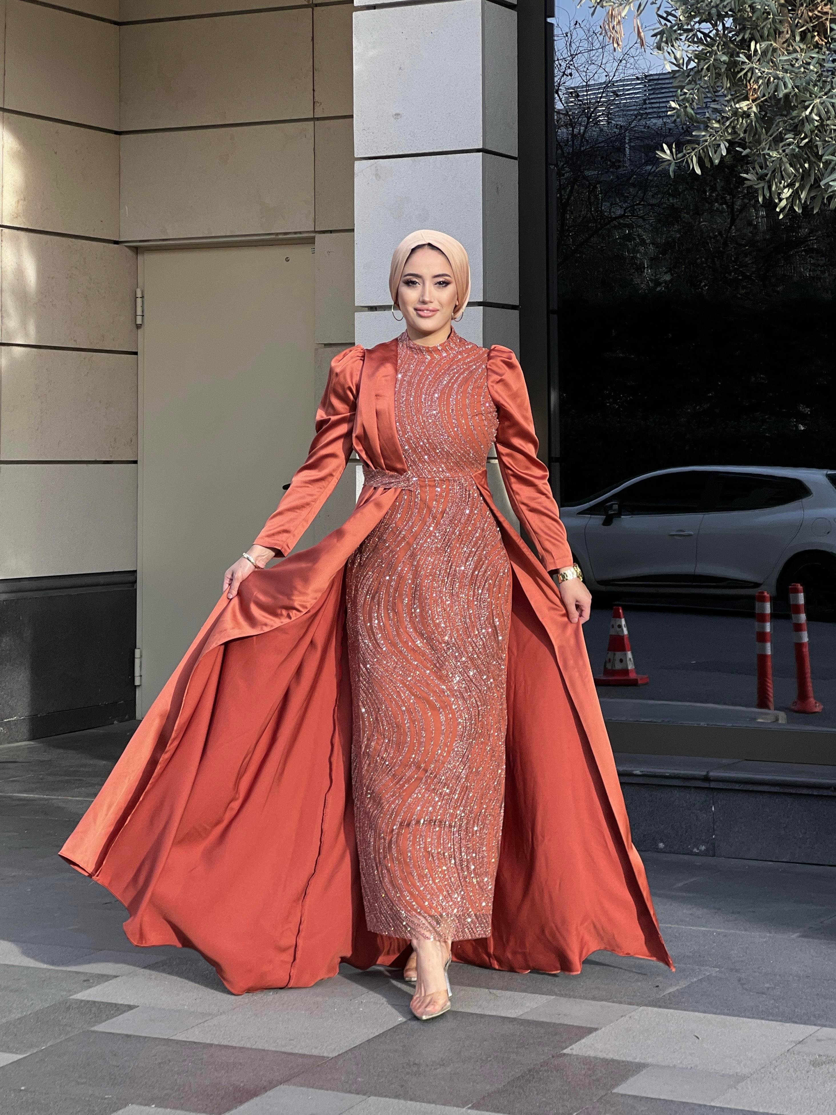 Lavin –  Bronz Abiye Elbise