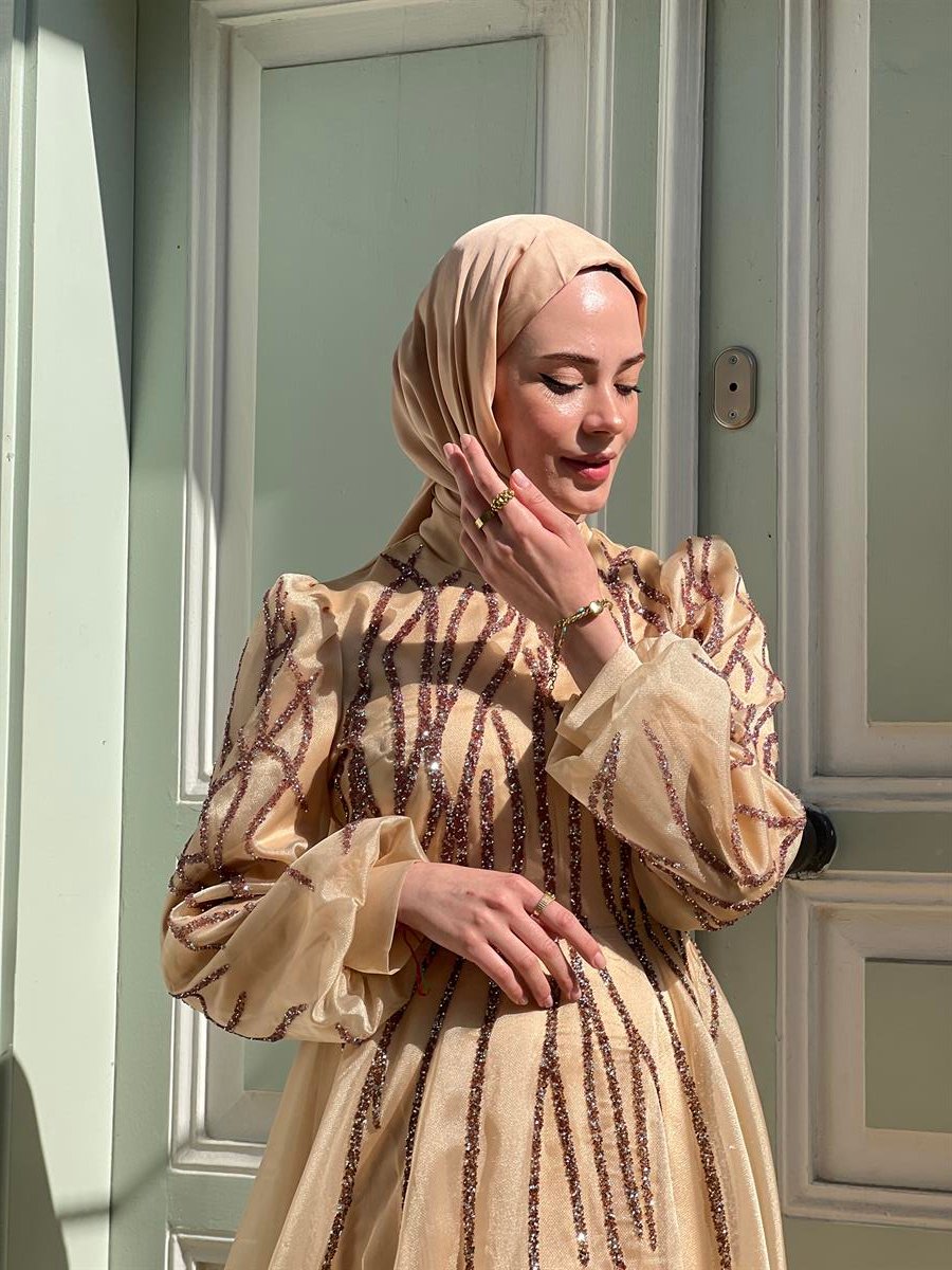 Luna – Gold Abiye Elbise