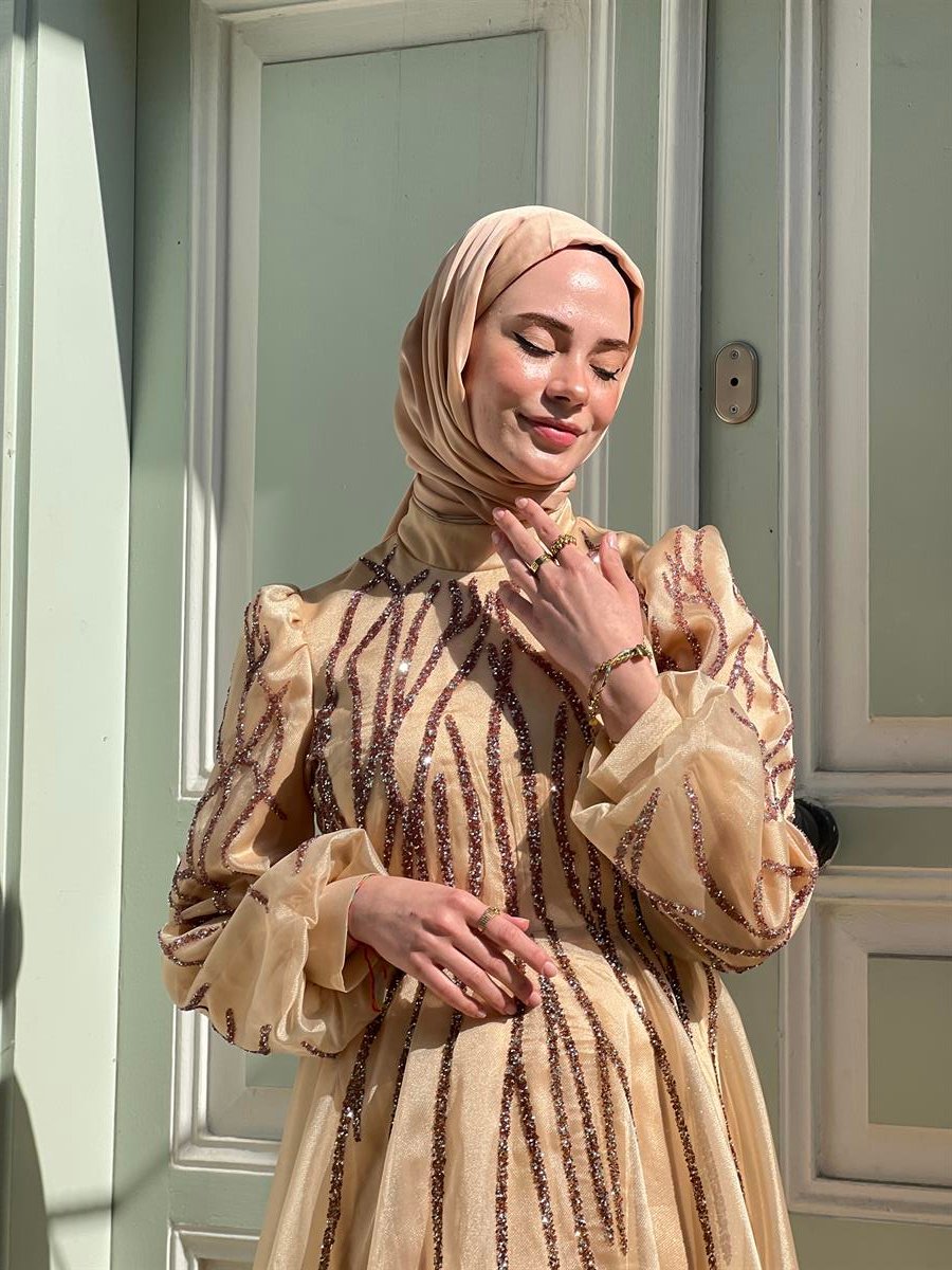 Luna – Gold Abiye Elbise