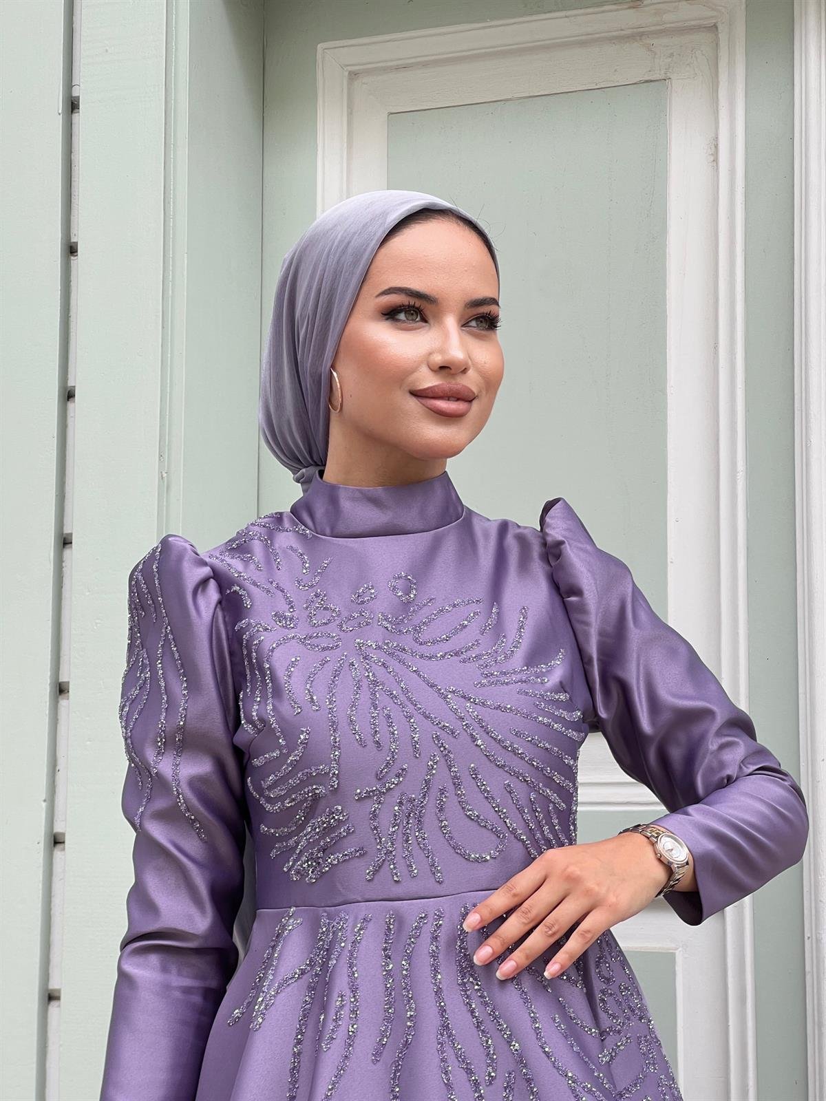 Meva –  Lila Abiye Elbise