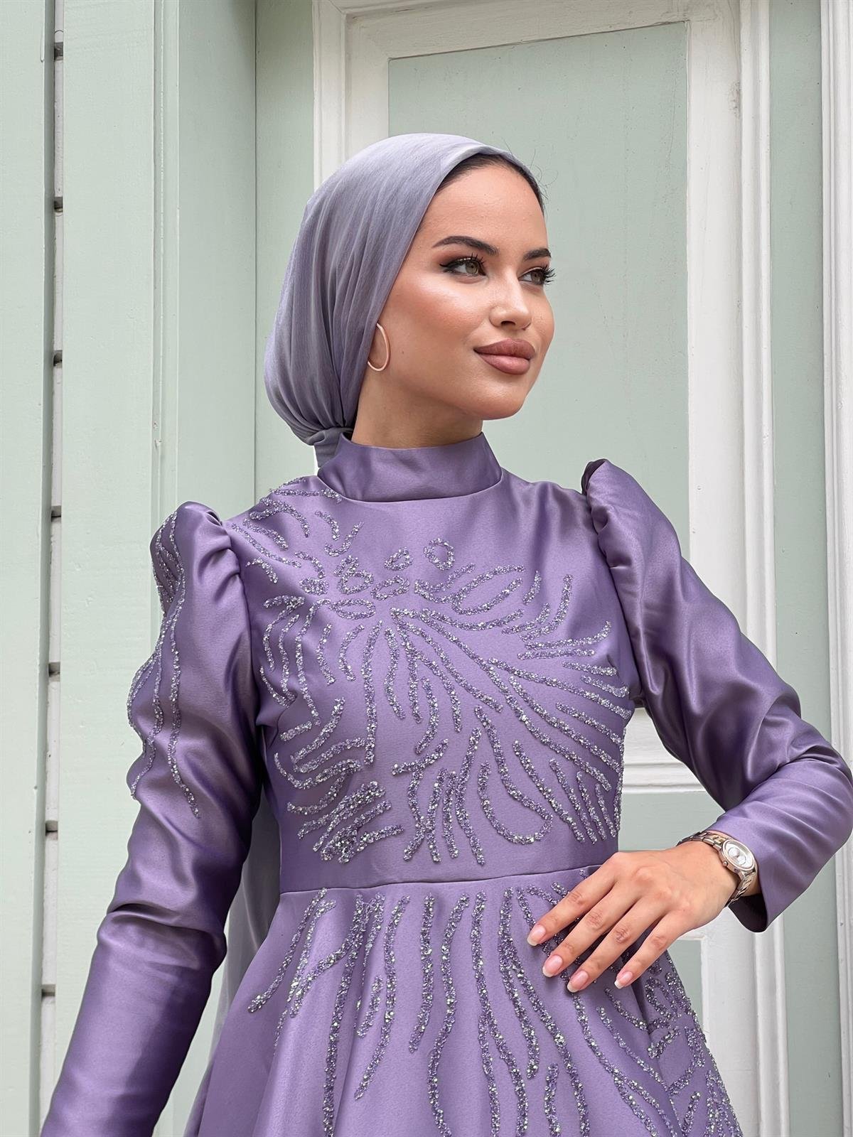 Meva –  Lila Abiye Elbise