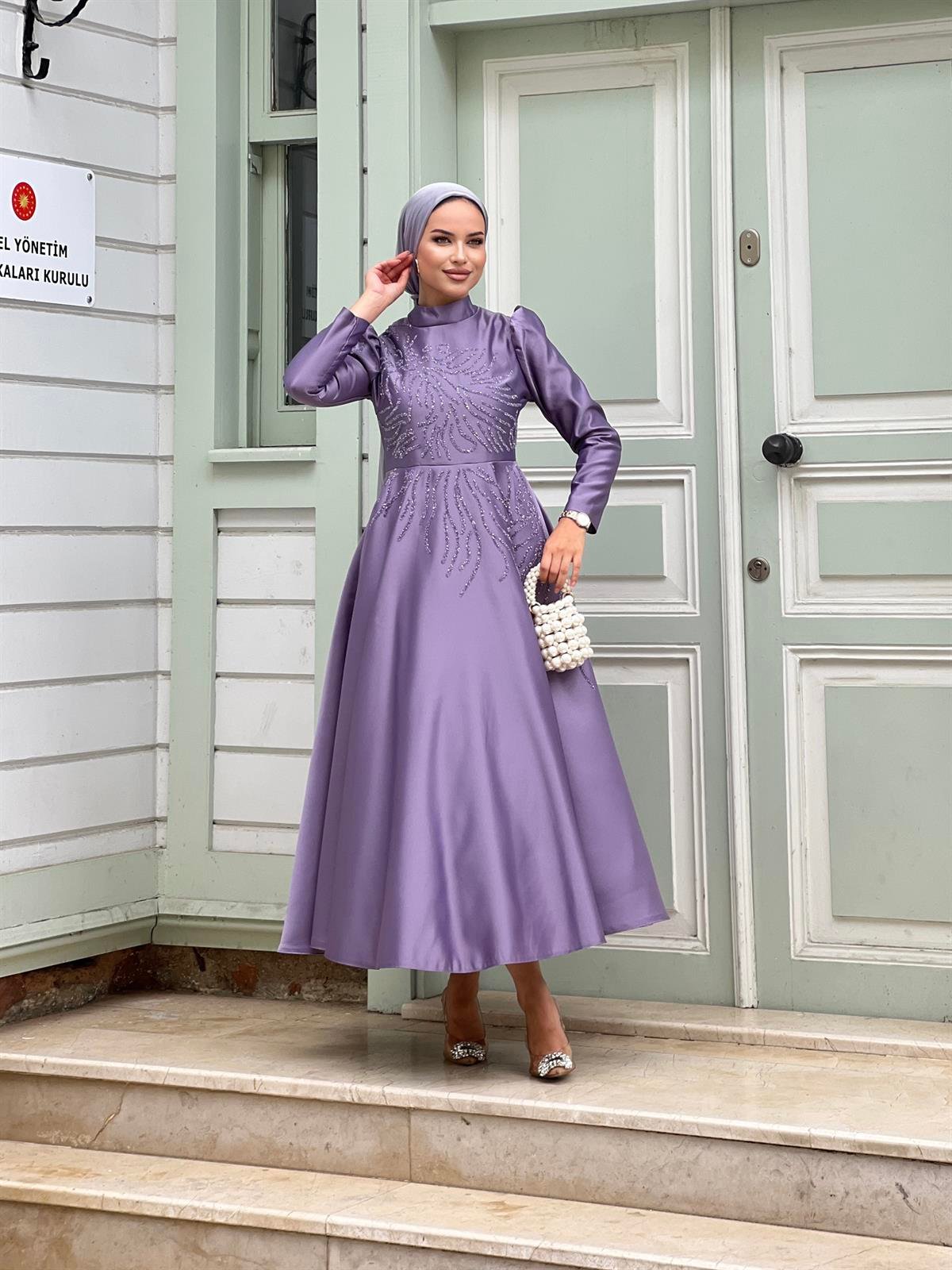 Meva –  Lila Abiye Elbise