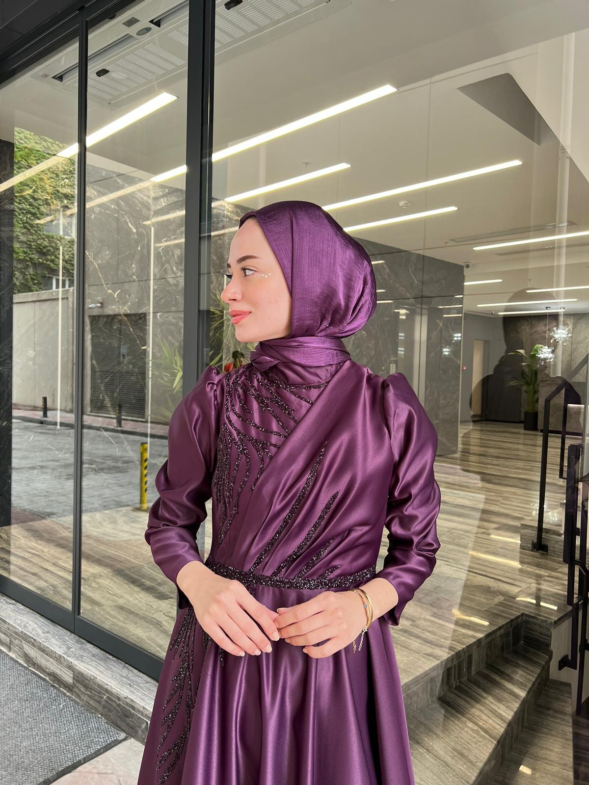 Mila – Mürdüm Abiye Elbise